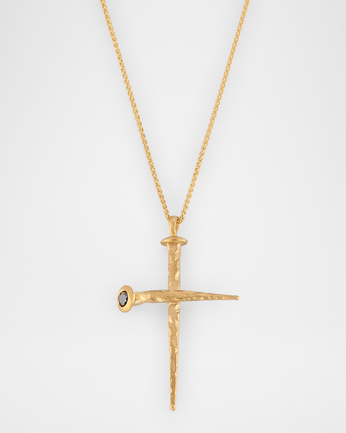 FORGED TRANSCENDENCE 18K Yellow Gold and Black Diamond Cross Pendant