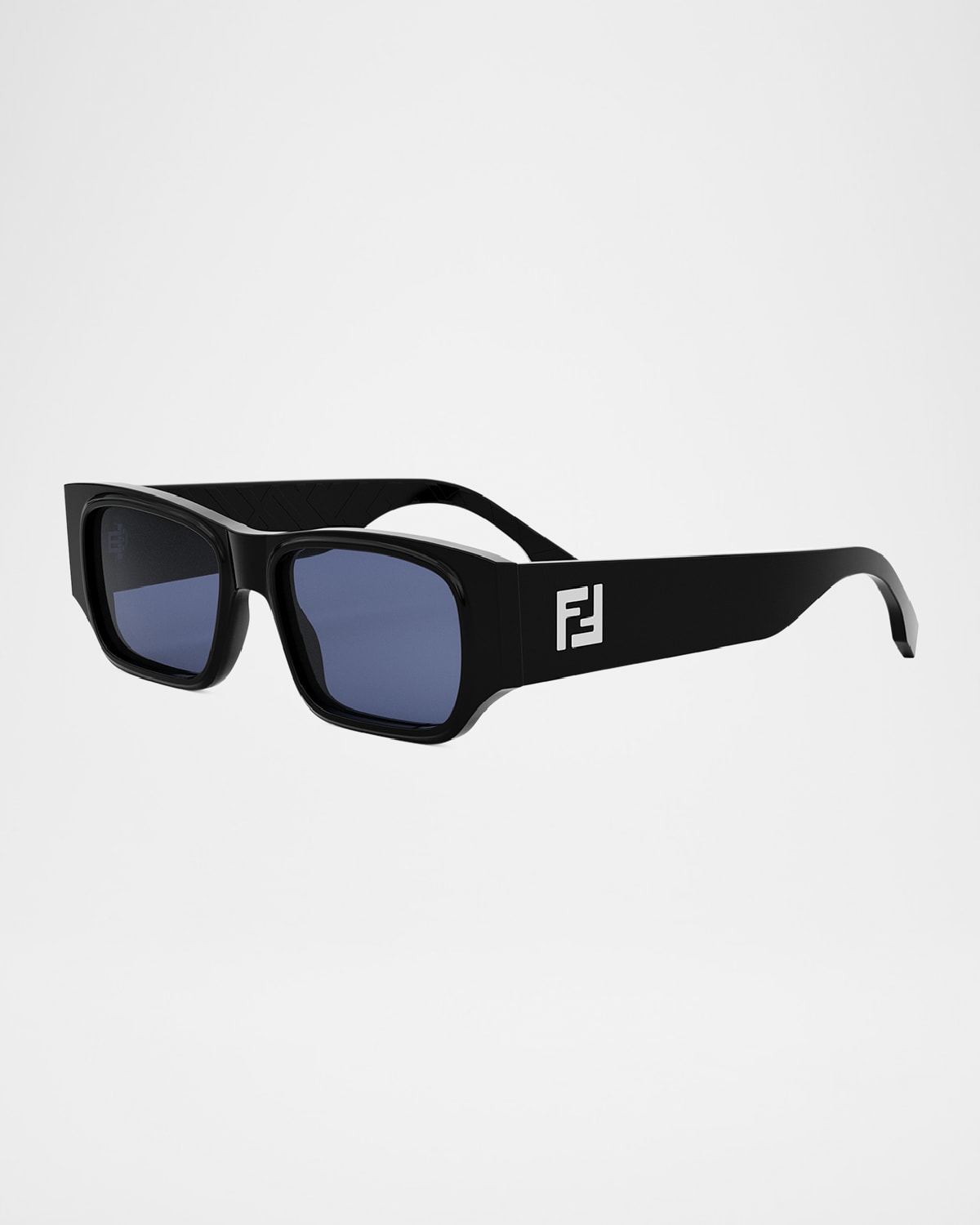 Fendi Ff Squared Rectangular Sunglasses, 54mm In Shiny Blackblue