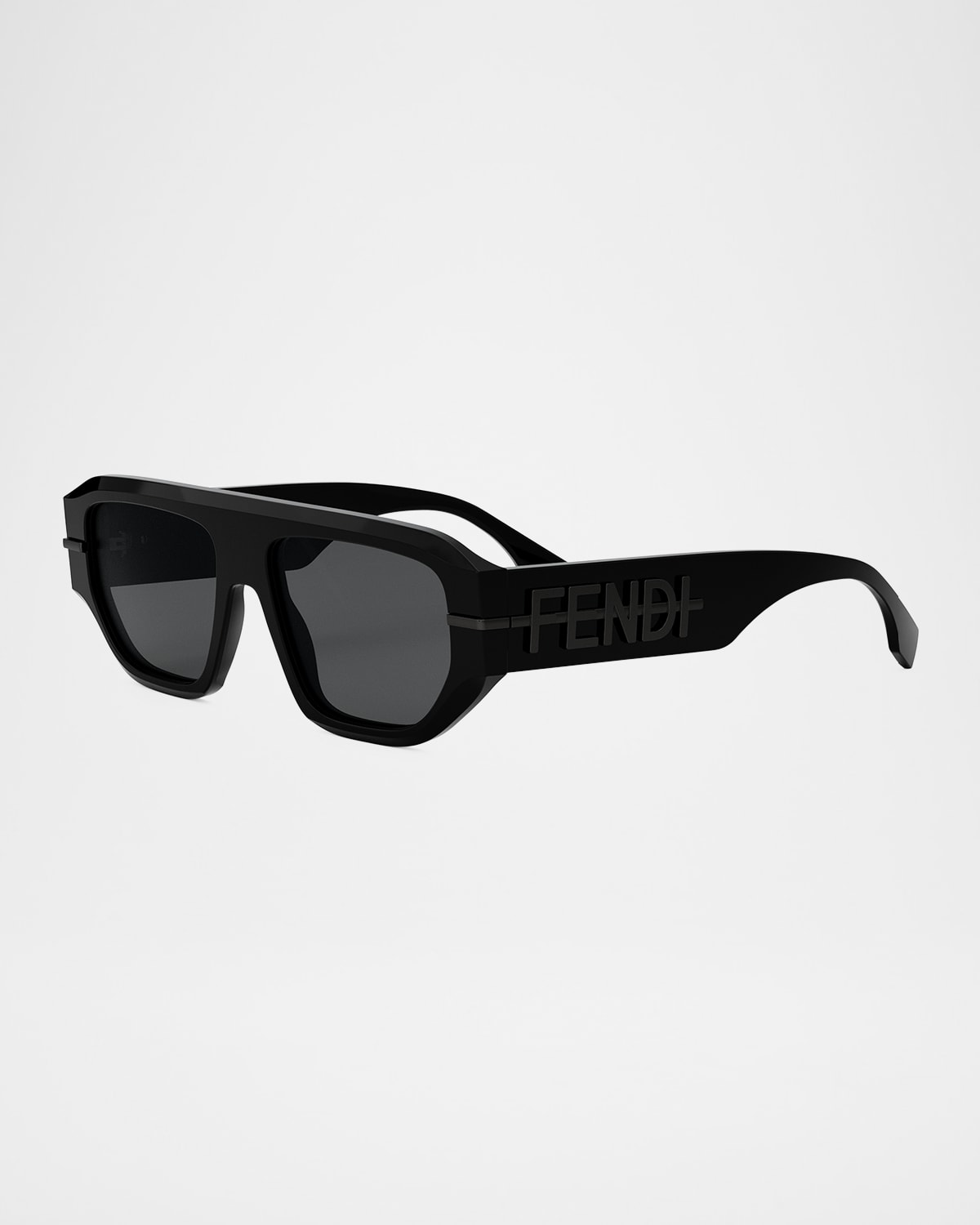 Fendi Men's Graphy Square Sunglasses In Shiny Blacksmoke