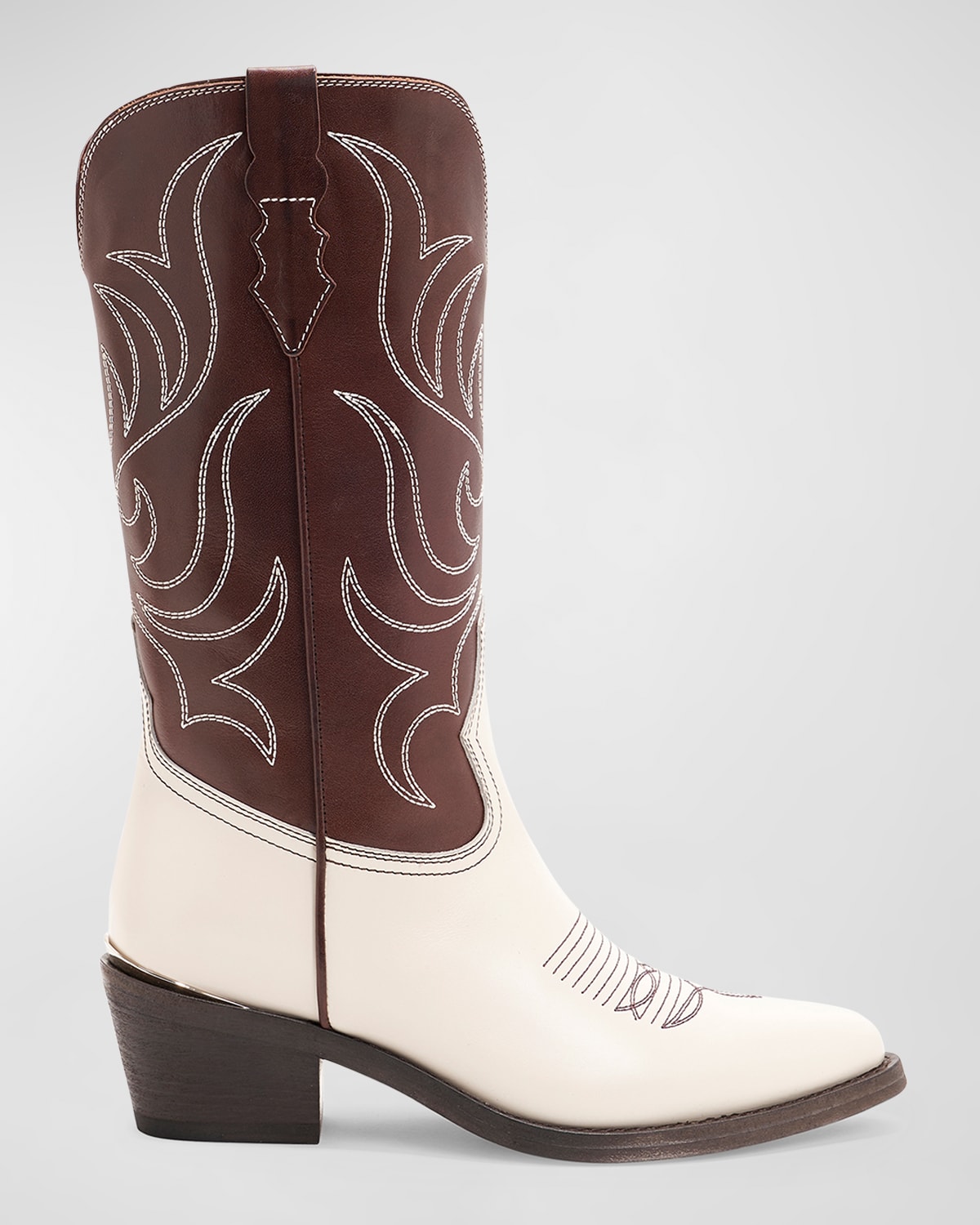 Shop Partlow Rowan Bicolor Leather Western Boots In Bruciato