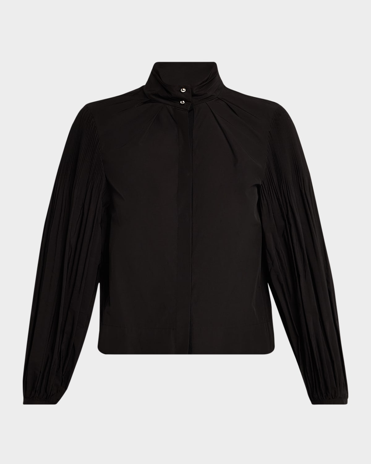 Derek Lam 10 Crosby Lupa Pleated Sleeve Blouse In Black