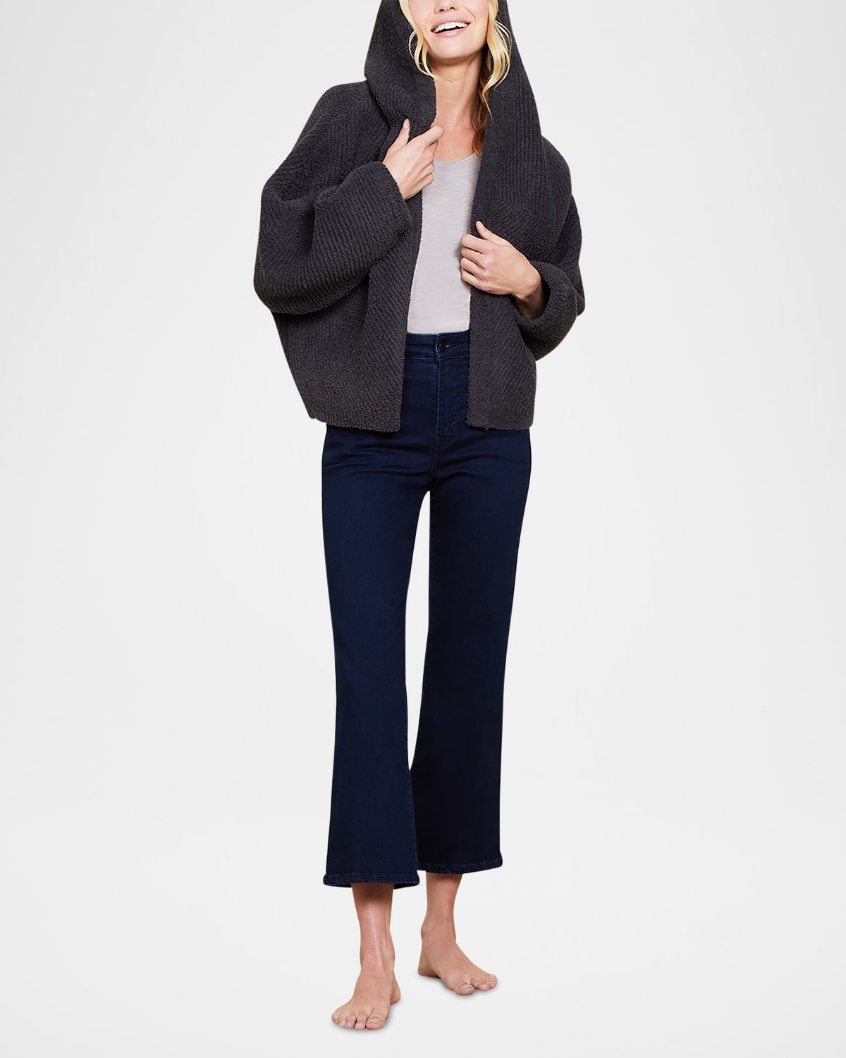 BAREFOOT DREAMS COZYCHIC CHEVRON RIBBED CARDIGAN 