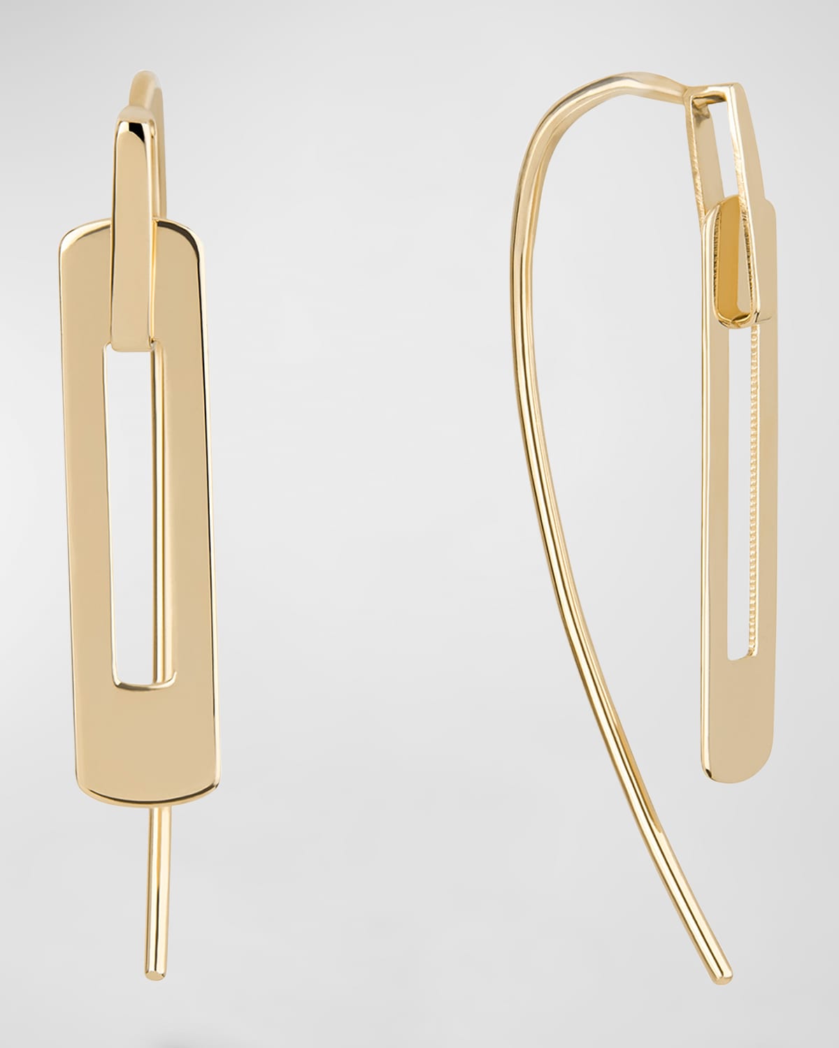 LANA Laser Open Interlocking Rectangle Hooked on Hoop Earrings