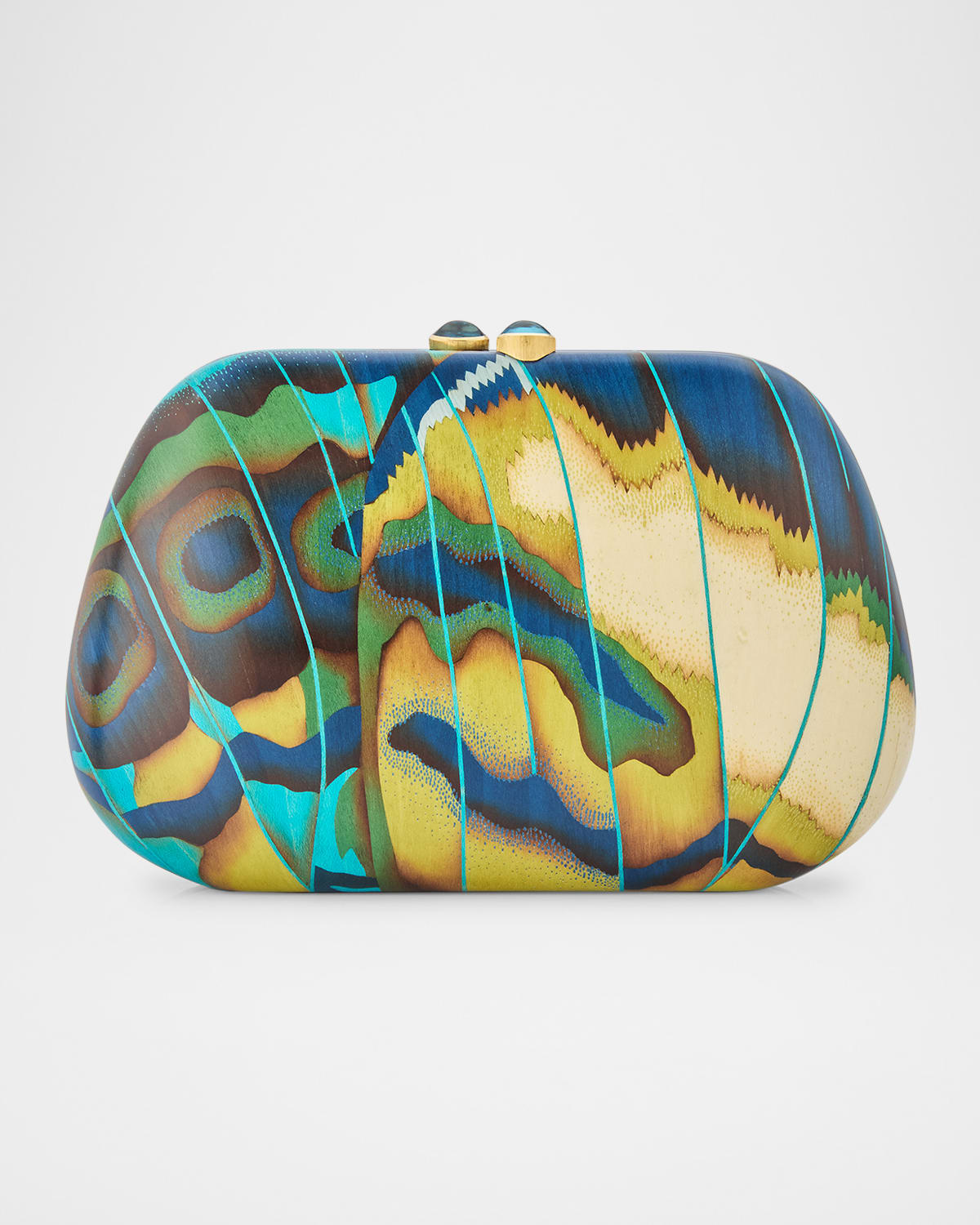 18K Yellow Gold Butterfly Wing Trapez Marquetry Clutch