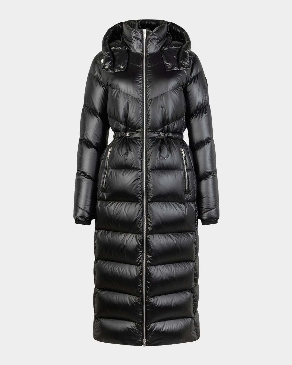 Moose Knuckles Belle Long Shiny Puffer Coat In Black