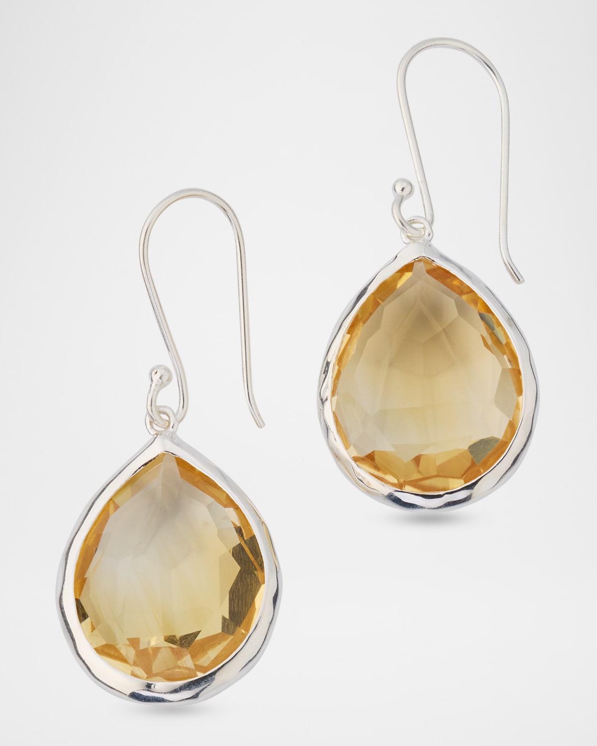 Ippolita Rock Candy Honey Citrine Teardrop Earrings in Sterling Silver