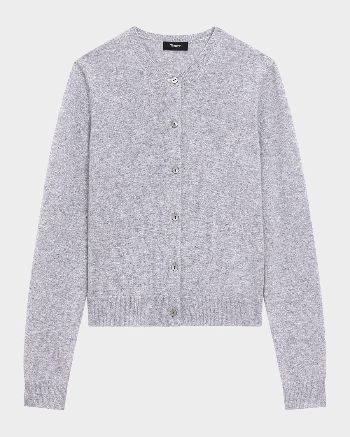 Theory Cashmere Cropped Cardigan Sweater In Gray