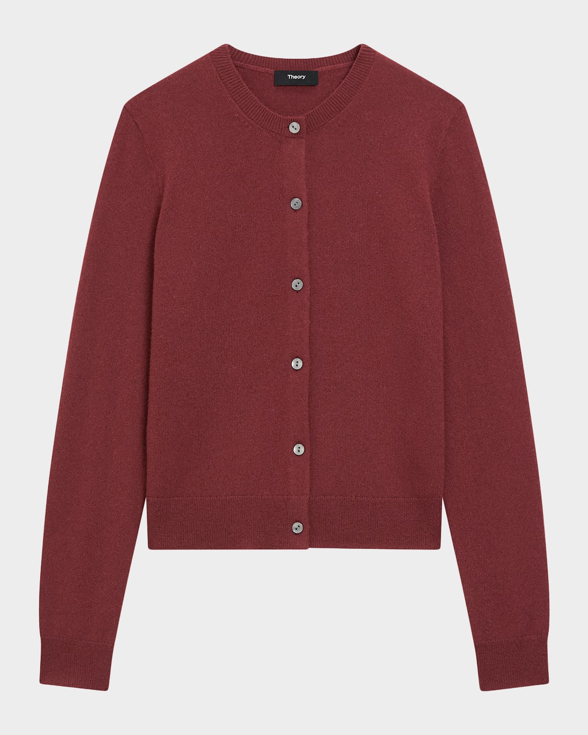 Theory Cashmere Cropped Cardigan Sweater In Burgundy