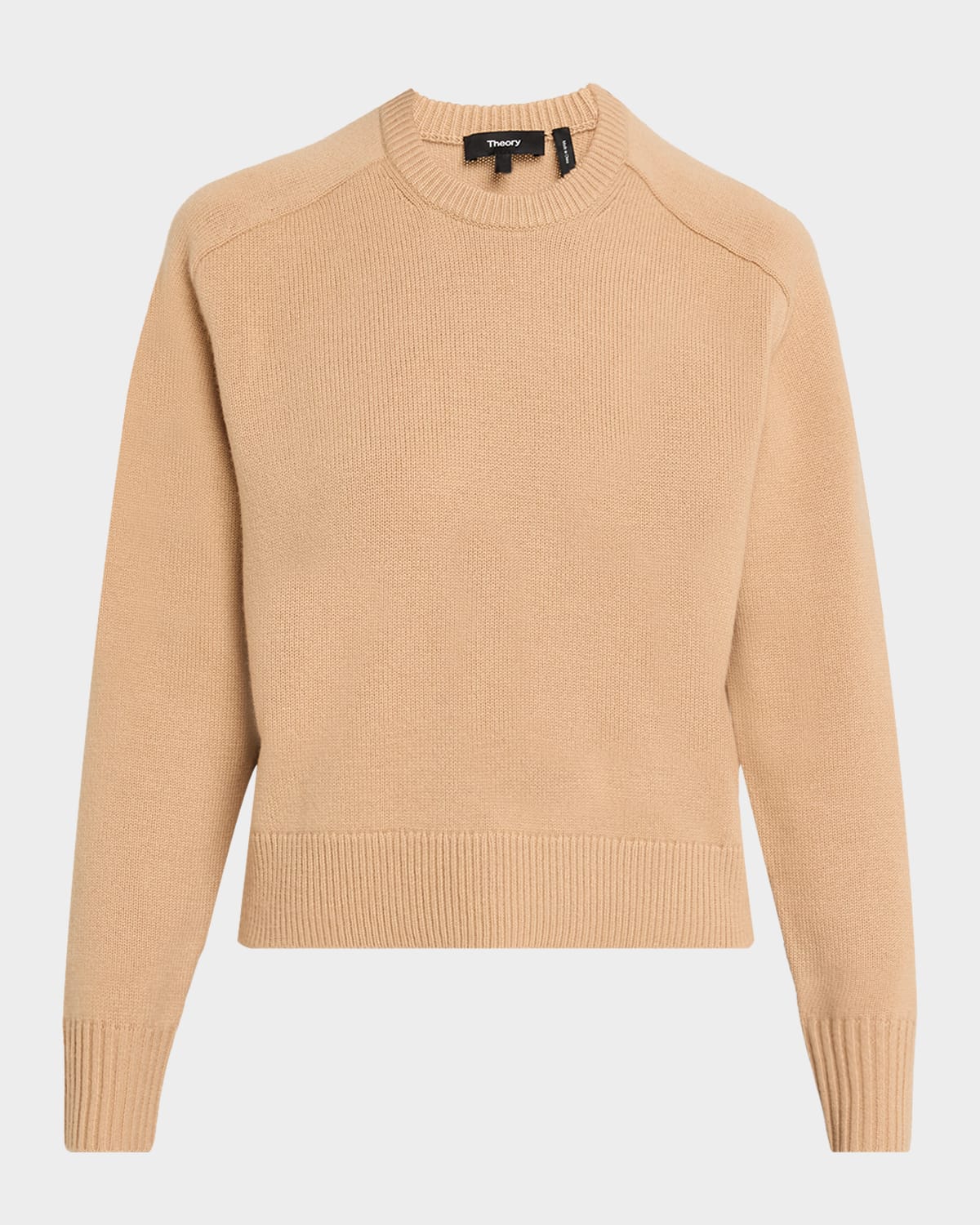 Theory Cashmere Cropped Crewneck Sweater In Neutral