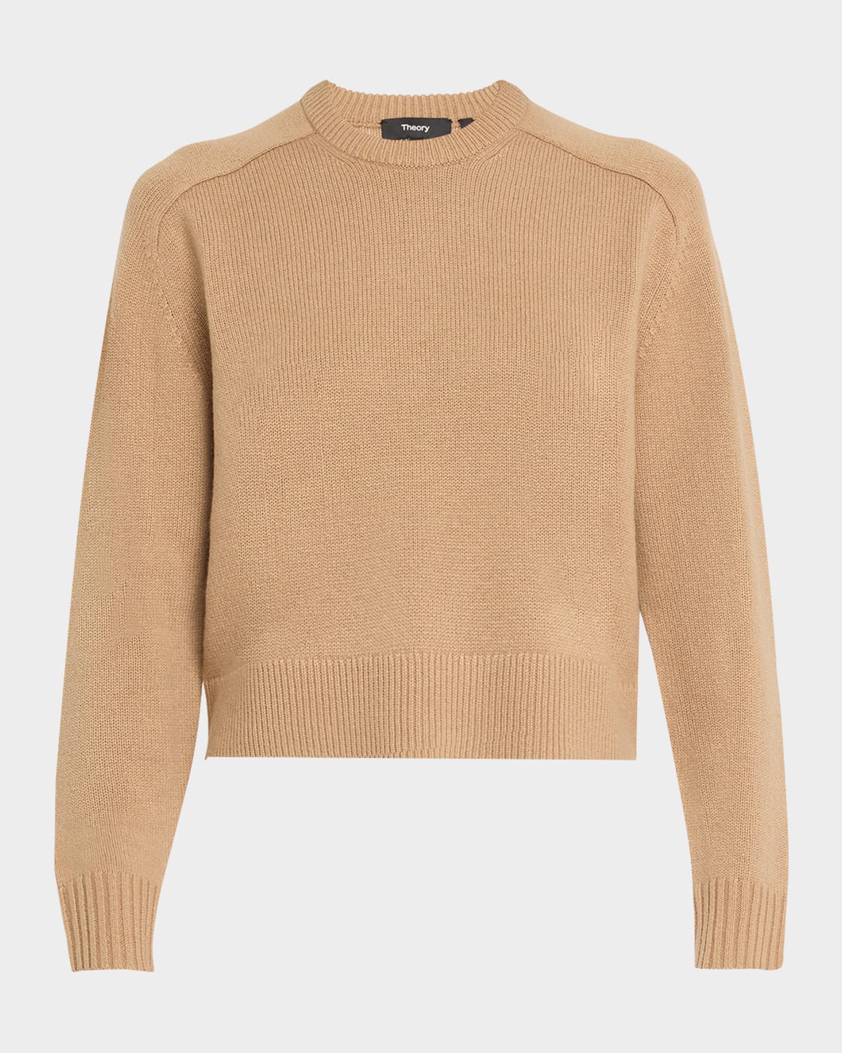 Theory Cashmere Cropped Crewneck Sweater In Royalcamel