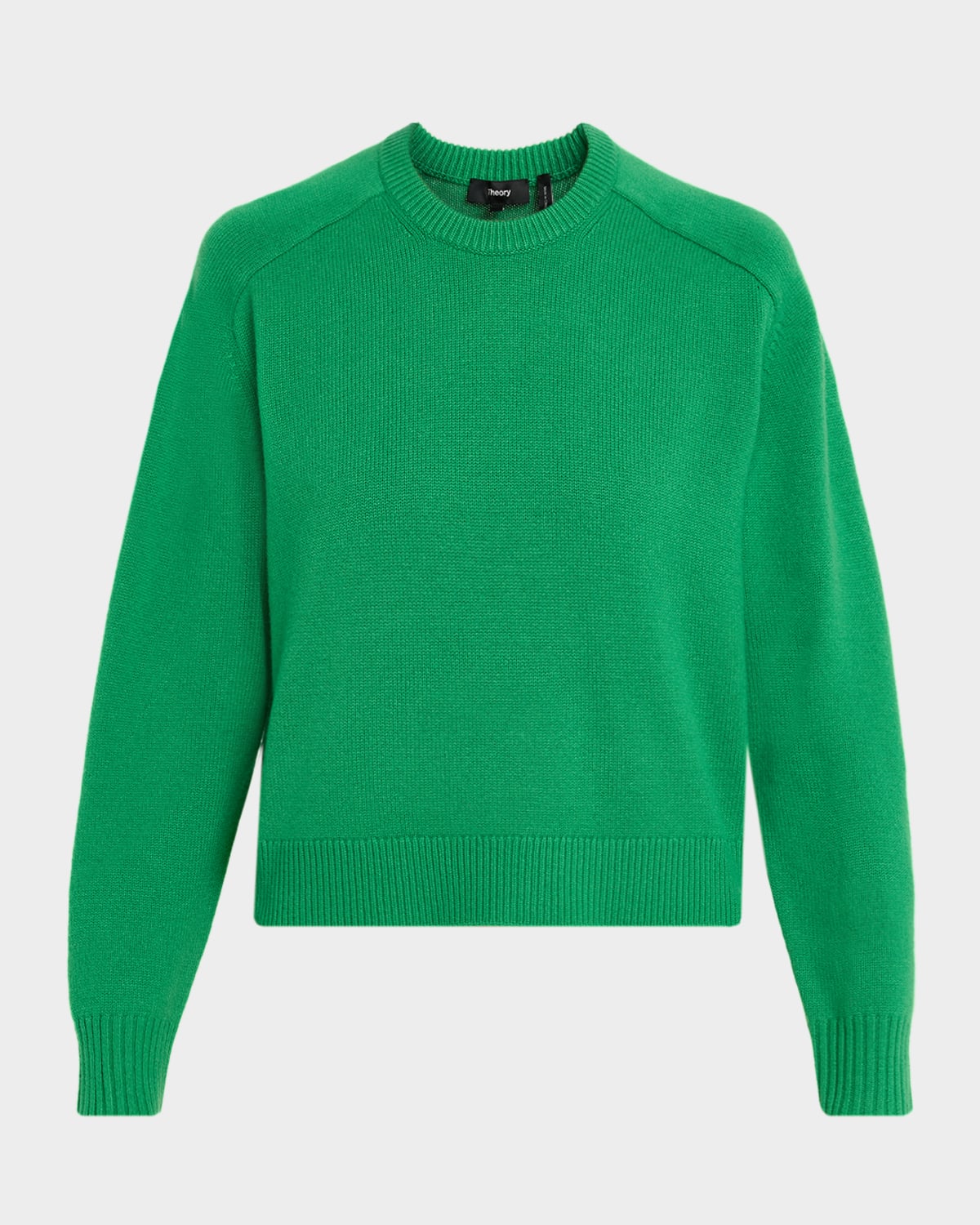 Theory Cashmere Cropped Crewneck Sweater In Green