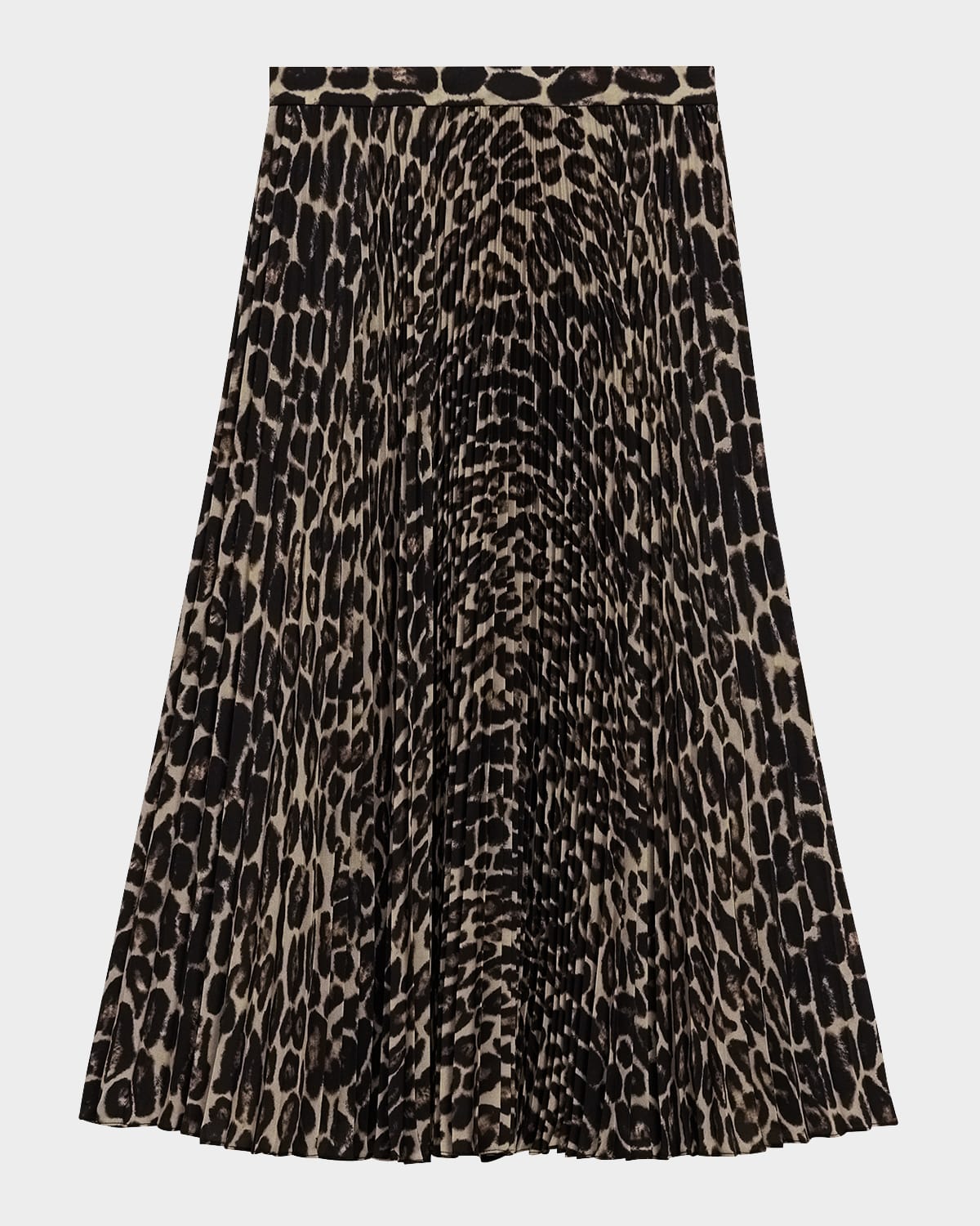 Theory Pleated Leopard-print Midi Skirt In Beige Mlti