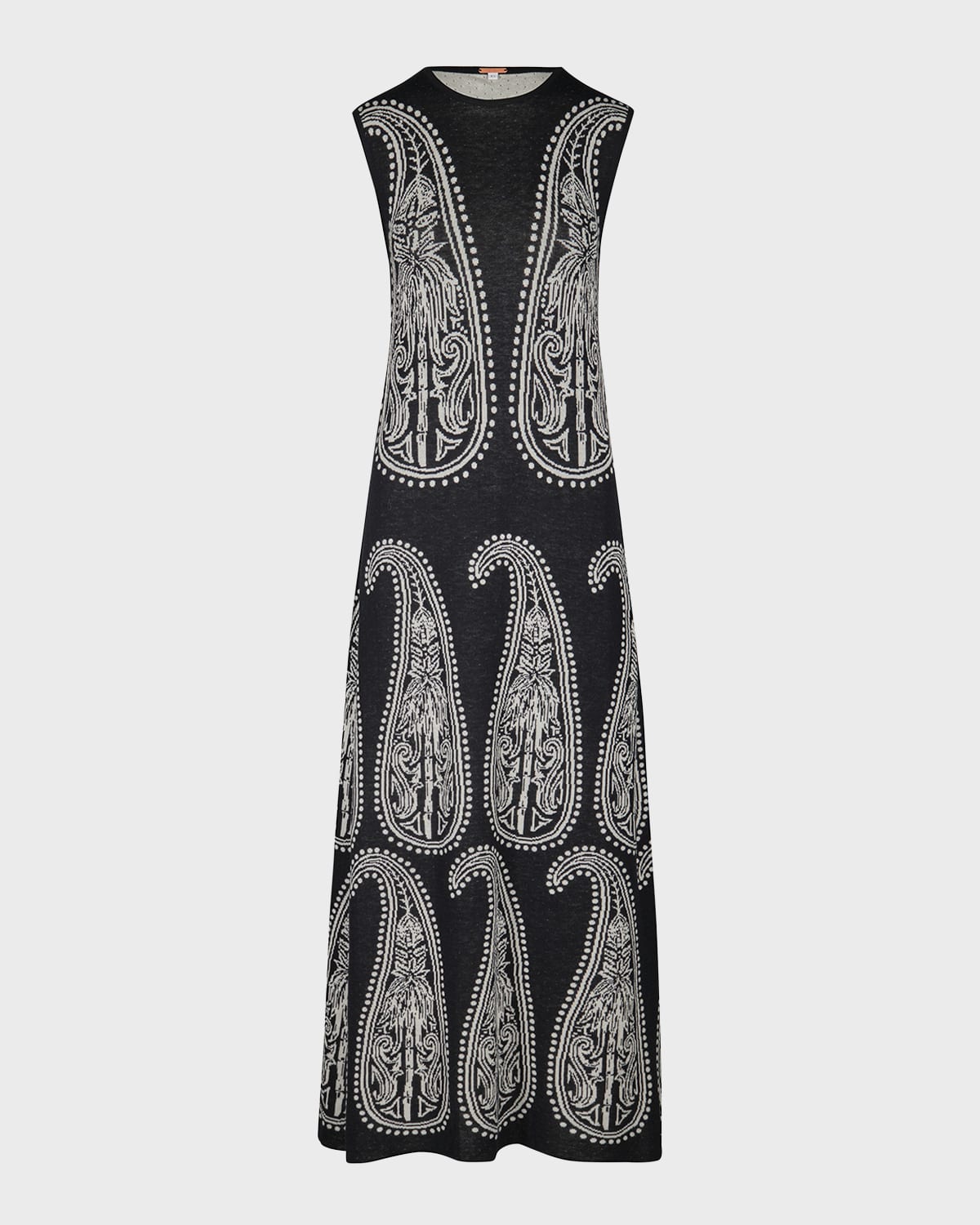 Johanna Ortiz Air Of Mystery Paisley Cotton Midi Dress In Black/ecru