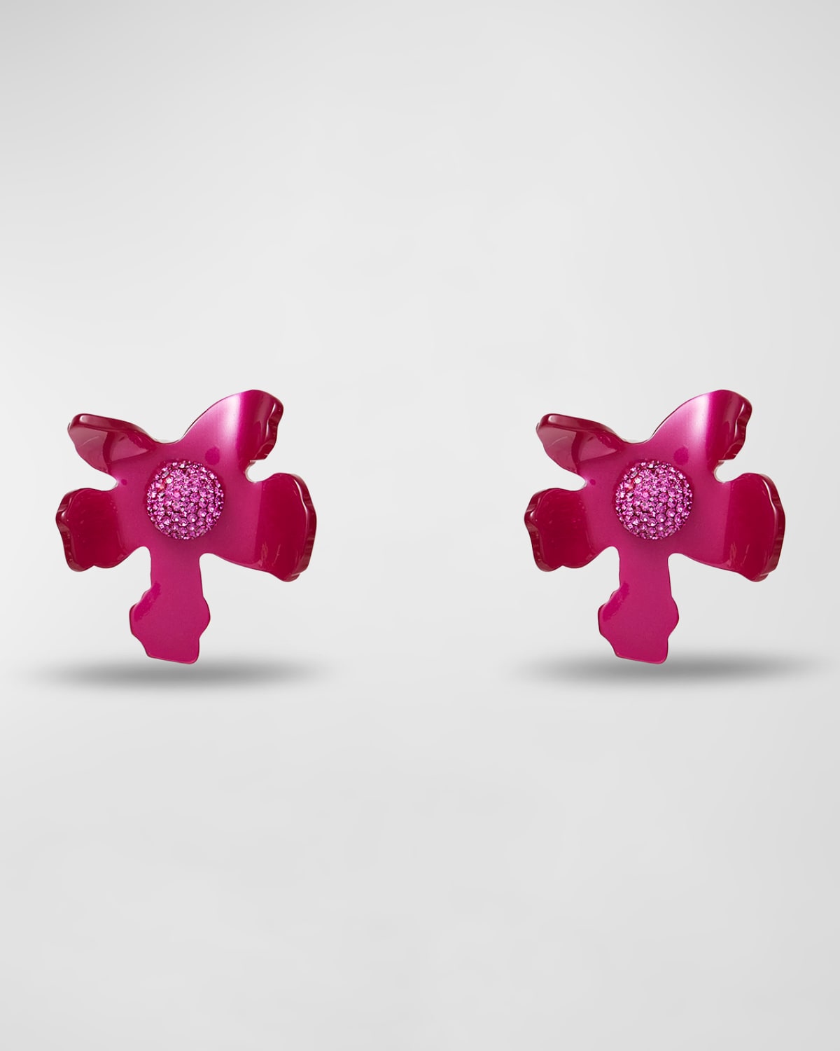 Crystal Lily Button Earrings, Raspberry
