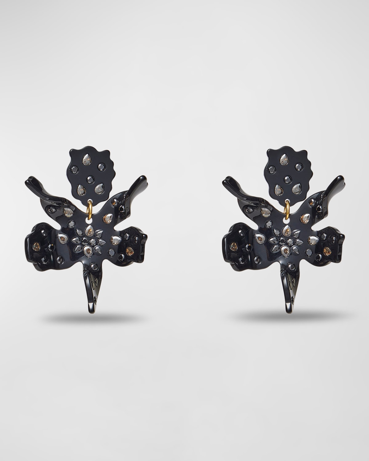 Small Paper Lily Earrings, Jet Sparkle