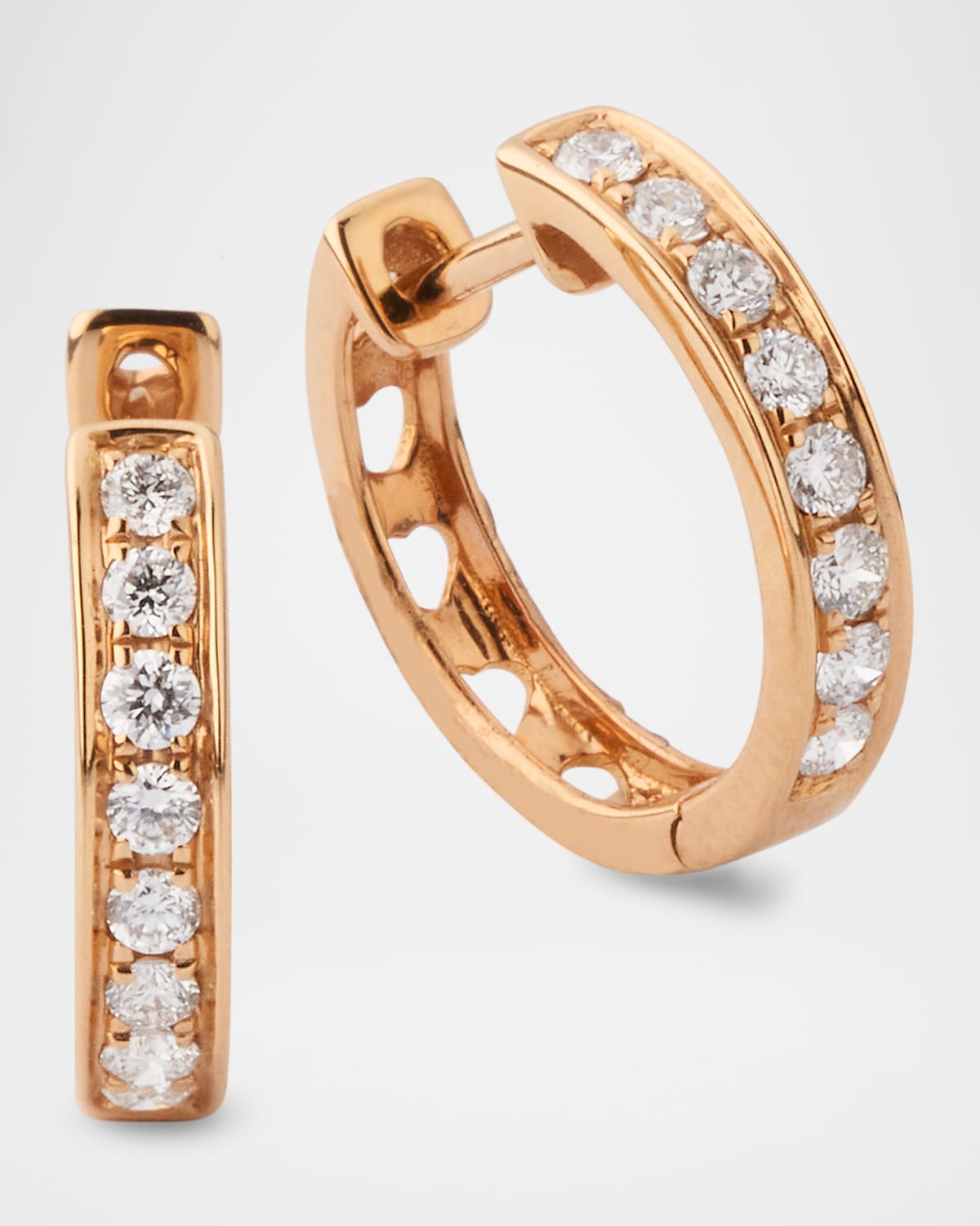 Sparkle 18K Rose Gold Diamond Channel-Set Hoop Earrings