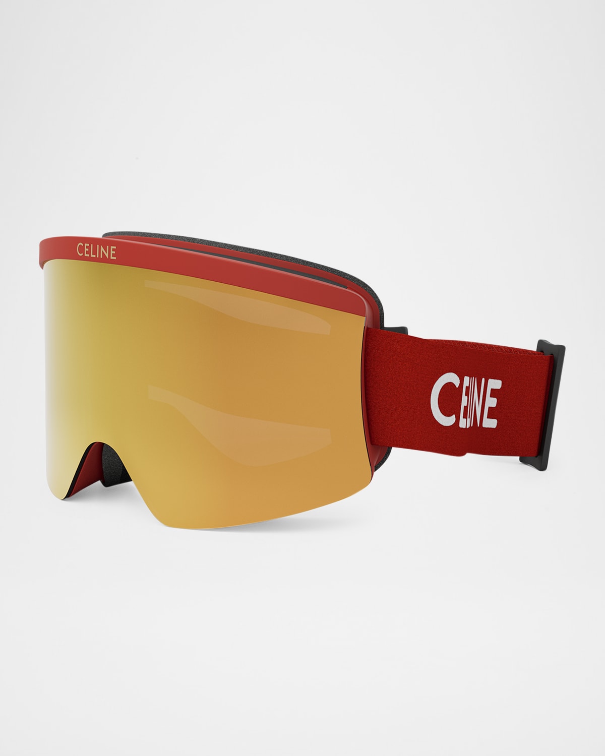 Celine Men's Ski Mask With Logo Strap In Matte Red Smoke Mirror
