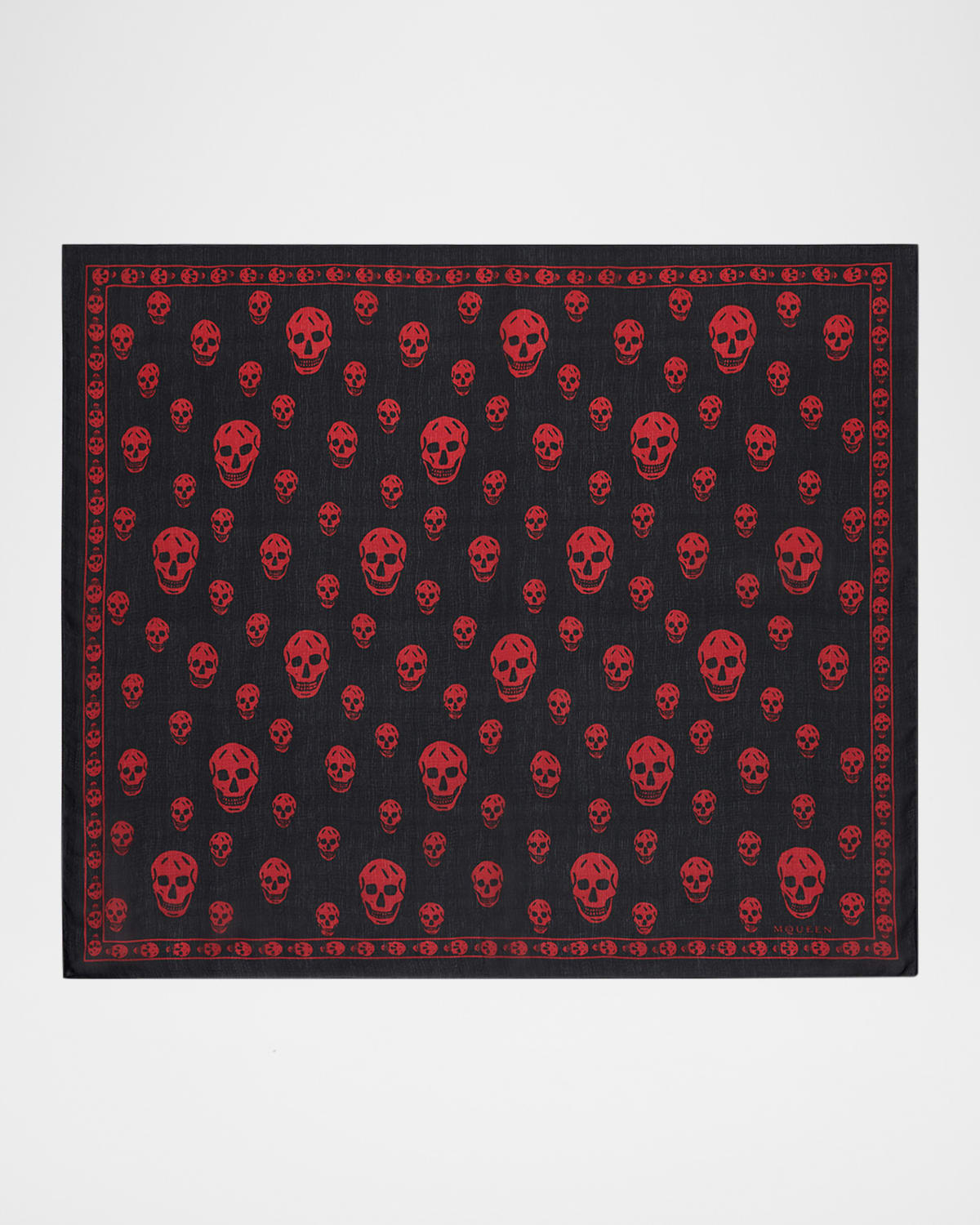 Alexander Mcqueen Men's Silk Chiffon Skull Scarf In Black/red