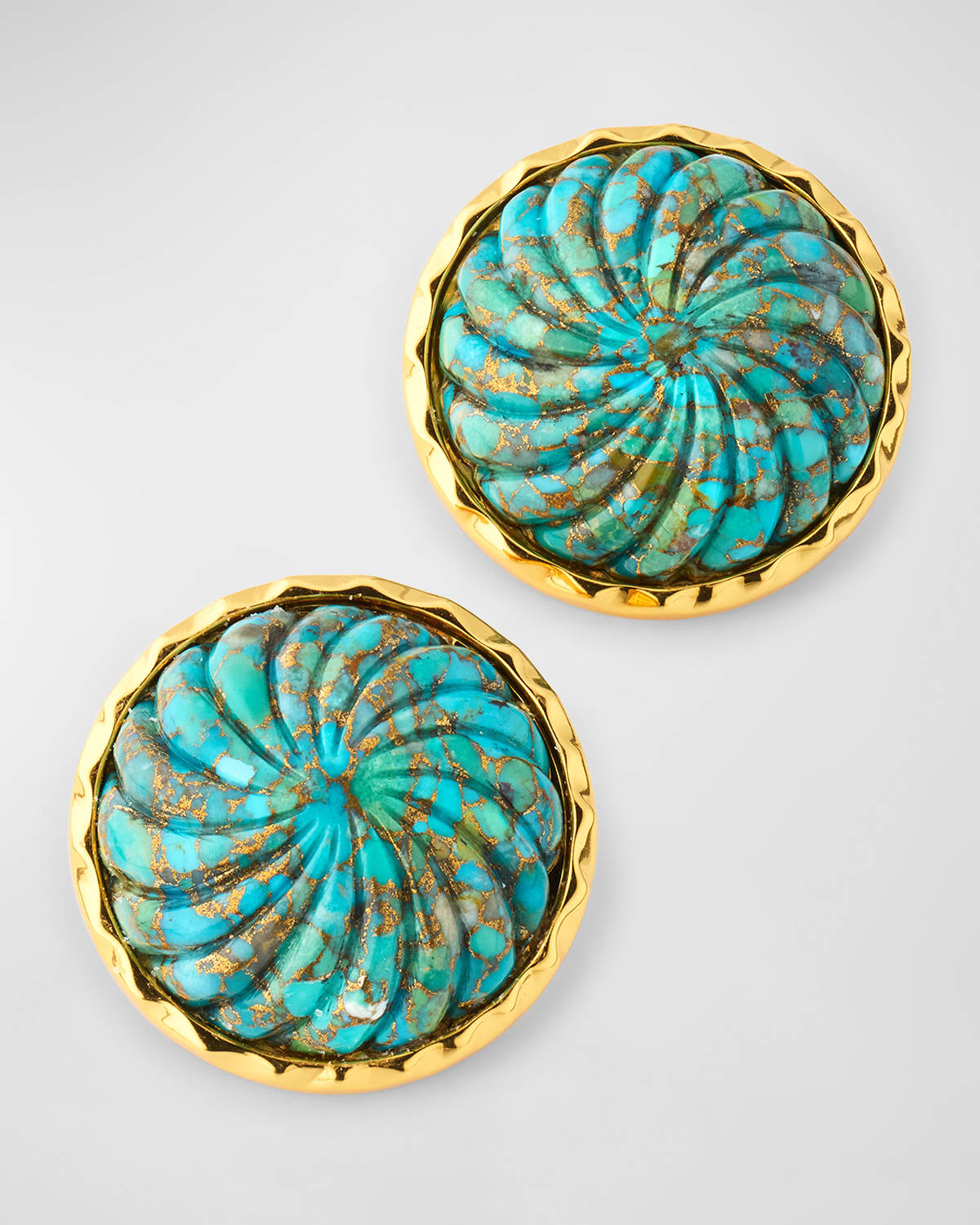 NEST Jewelry Carved Turquoise Clip Earrings
