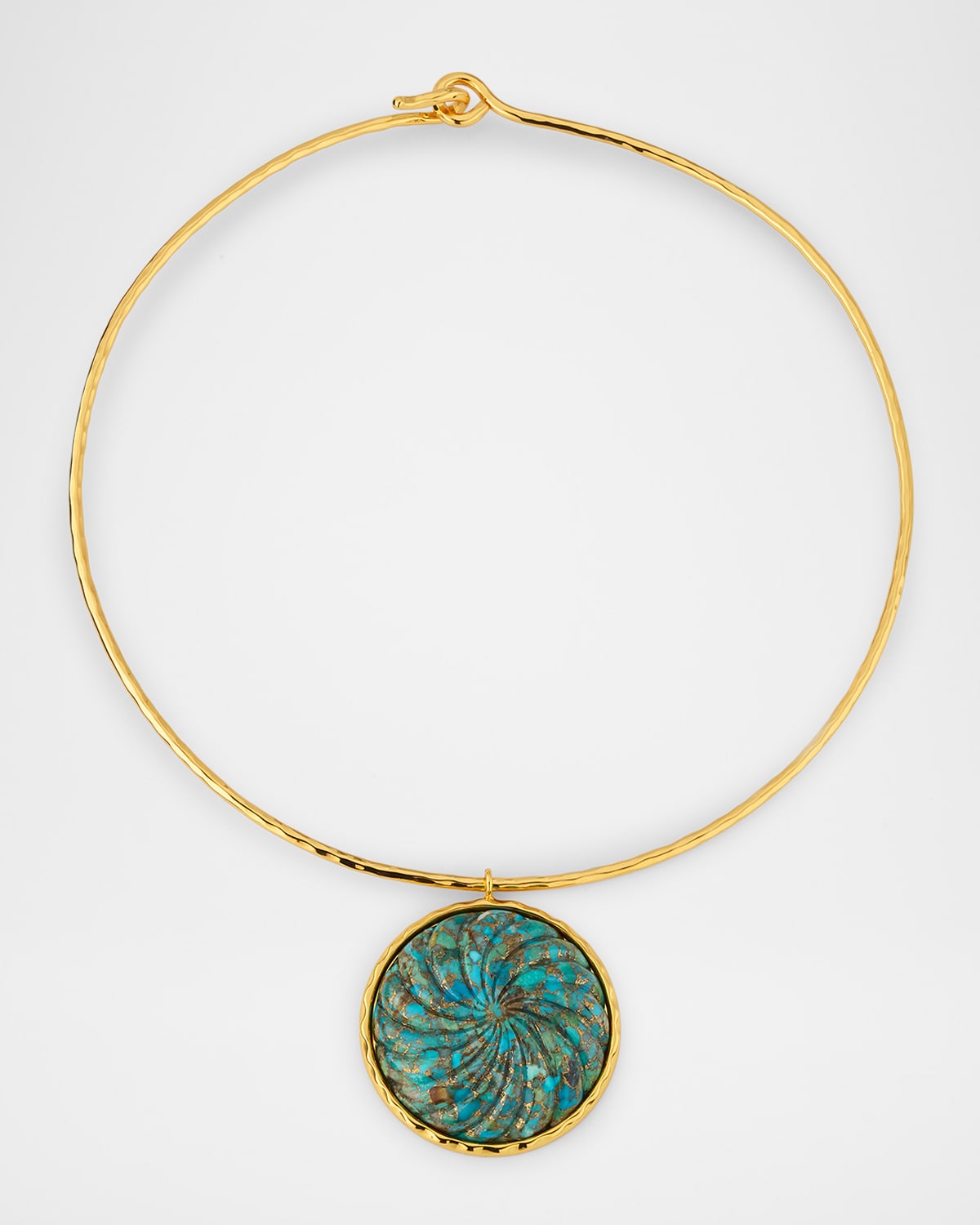 NEST Jewelry Carved Turquoise Collar Pendant Necklace