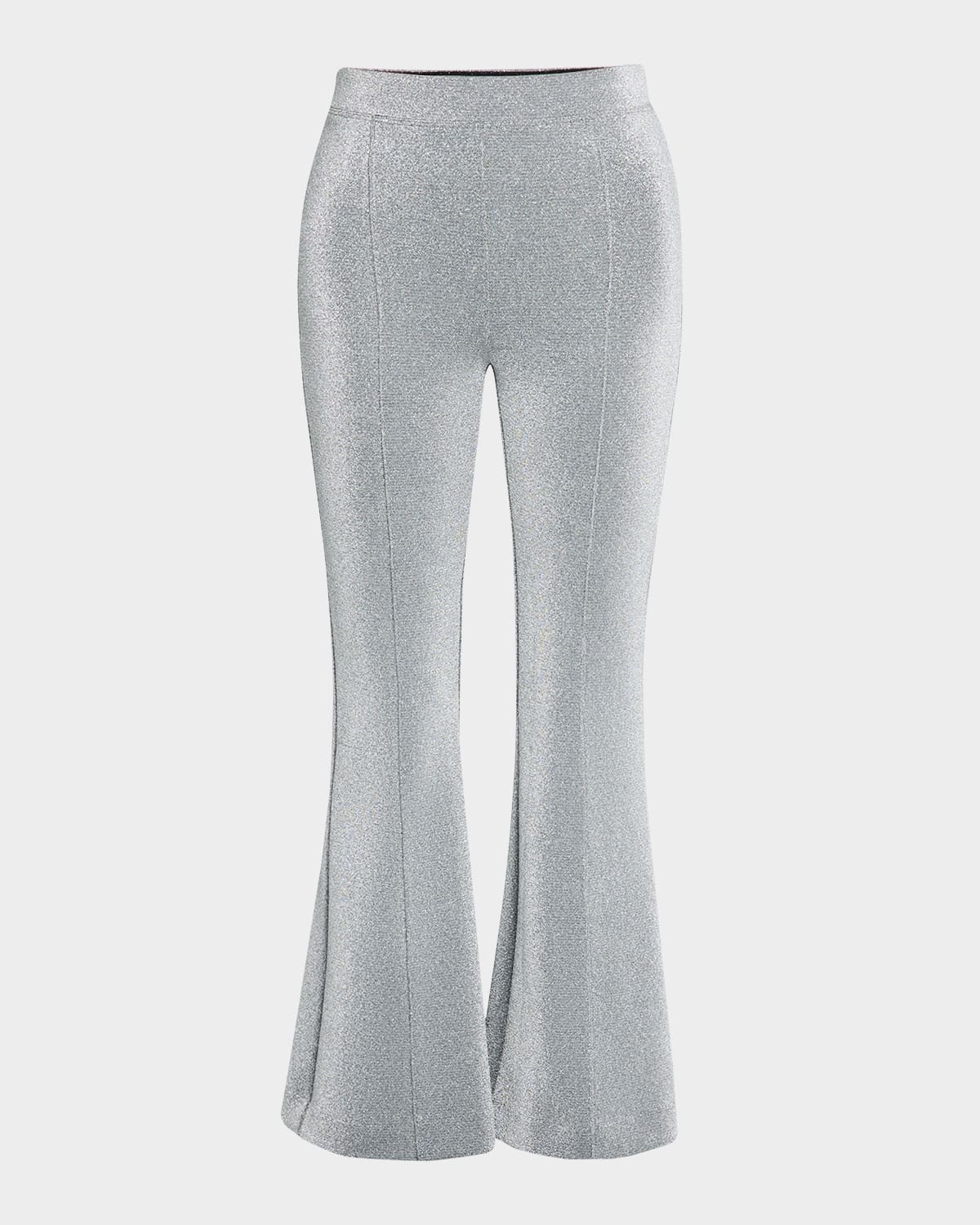 Rosetta Getty Pull-on Cropped Flare Pants Silver In Silver