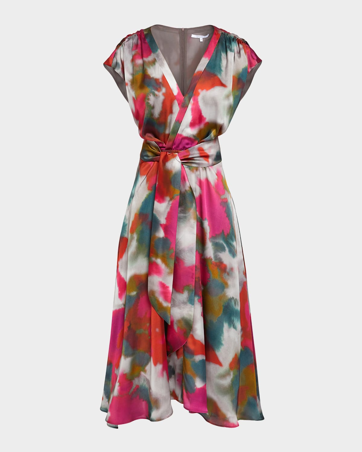 Santorelli Talia Abstract-print Faux Wrap Midi Dress In Sedona Multi