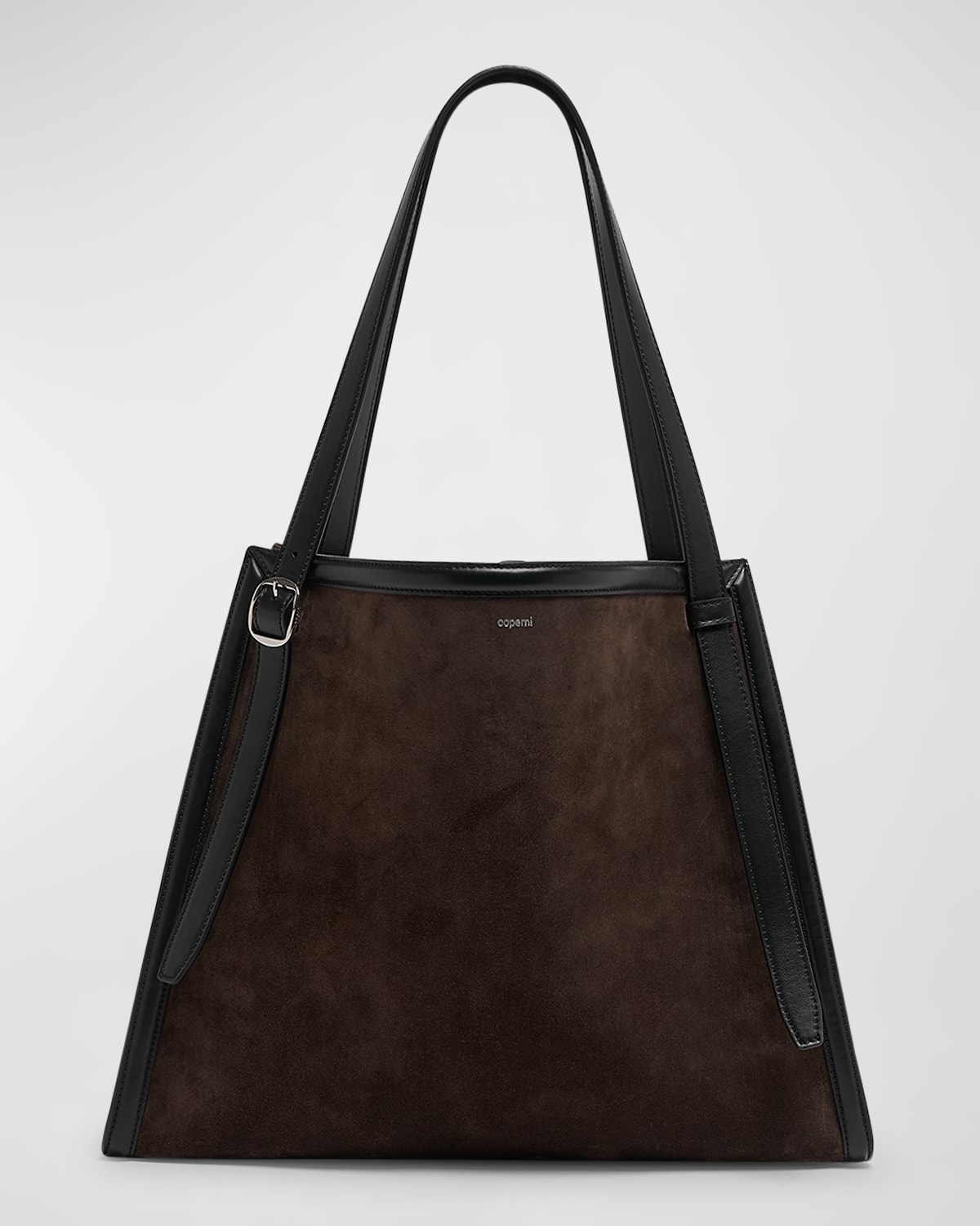 Shop Coperni Belt Suede Tote Bag In Brown