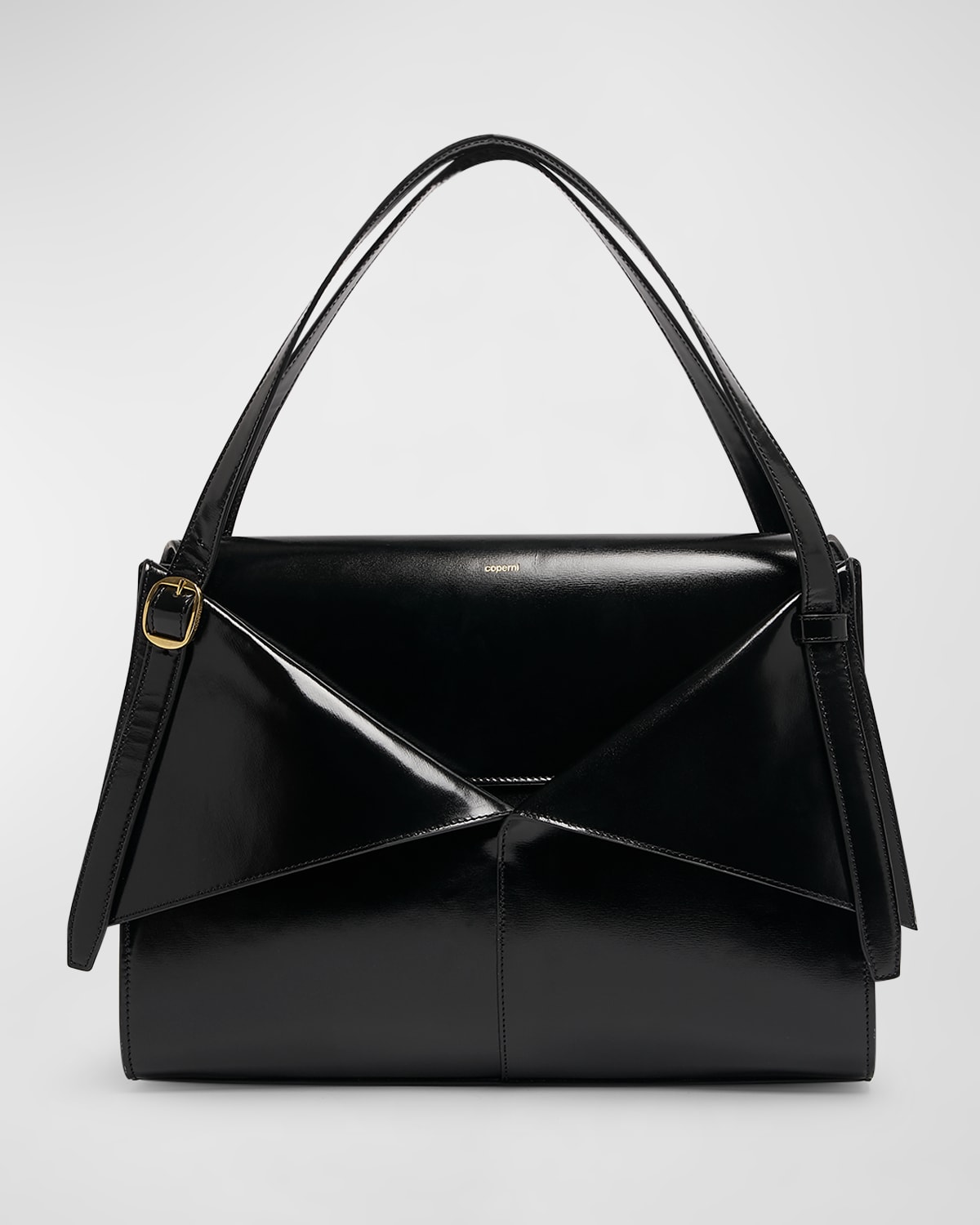 Coperni Gloss Rigid Belt Leather Shoulder Bag In Black