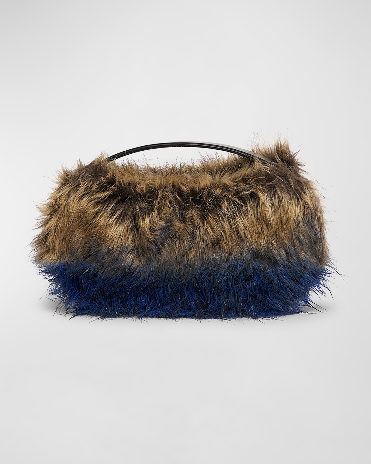 Shop Coperni Swipe Sound Faux Fur Top-handle Bag In Brown-blue