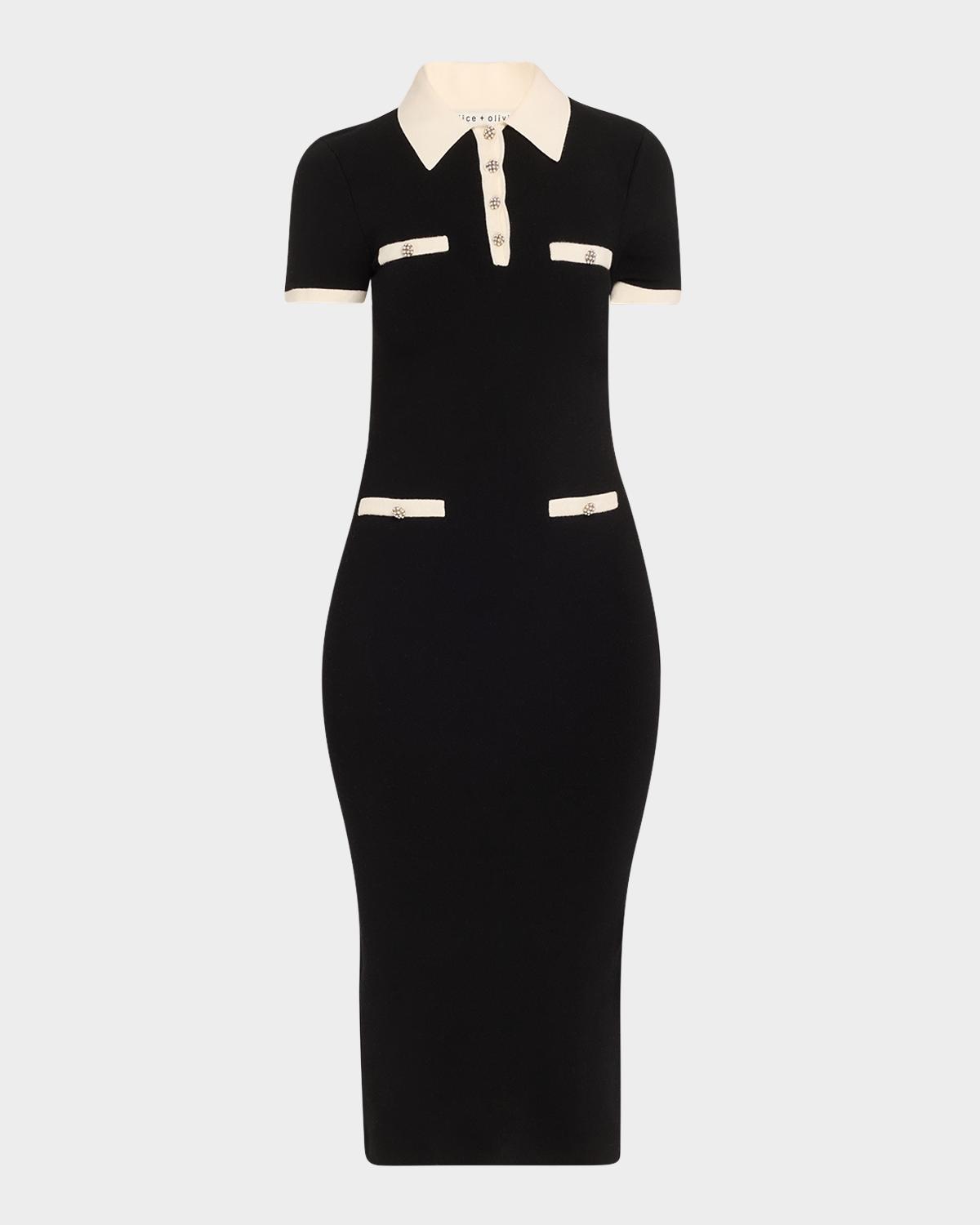 Alice + Olivia Iris Midi Polo Sweater Dress
