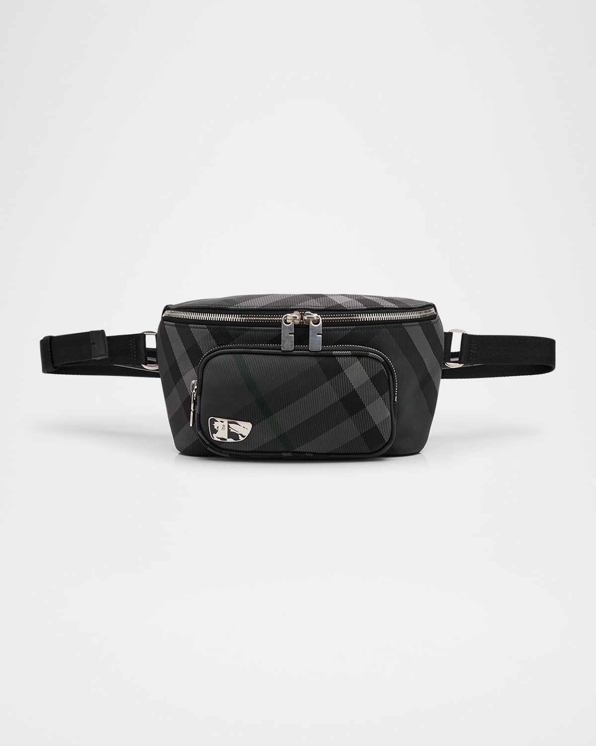 Burberry Men's Grid Belt Bag In Charcoal