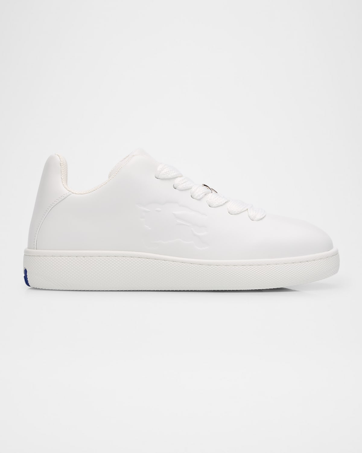 Shop Burberry Men's Leather Box Low-top Sneakers In White