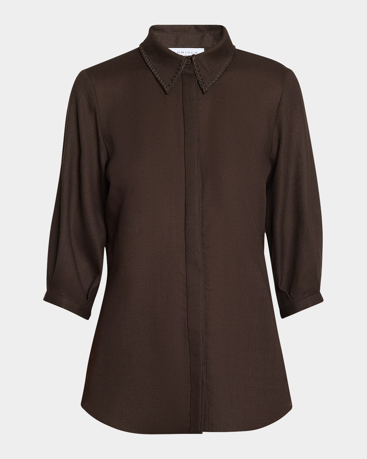 Gabriela Hearst Hadley Wool Button-front Top In Chocolate