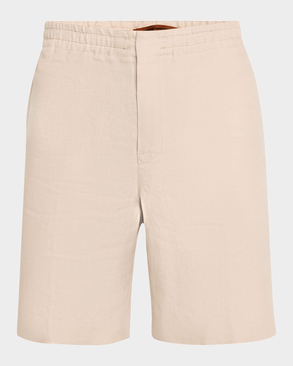 Zegna Men's Oasi Lino Stretch Flat-front Shorts In Lt Bge Sld