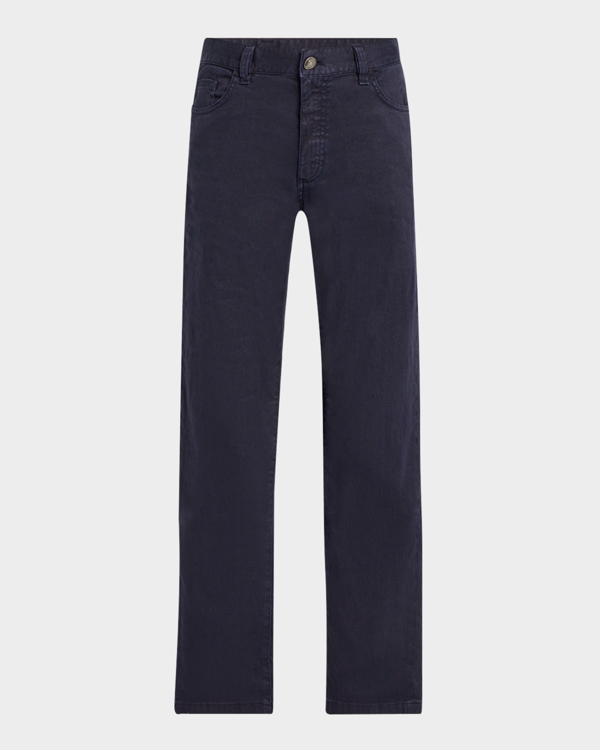 Shop Zegna Men's Comfort Linen And Cotton Five-pocket Pants In Dk Blu Sld