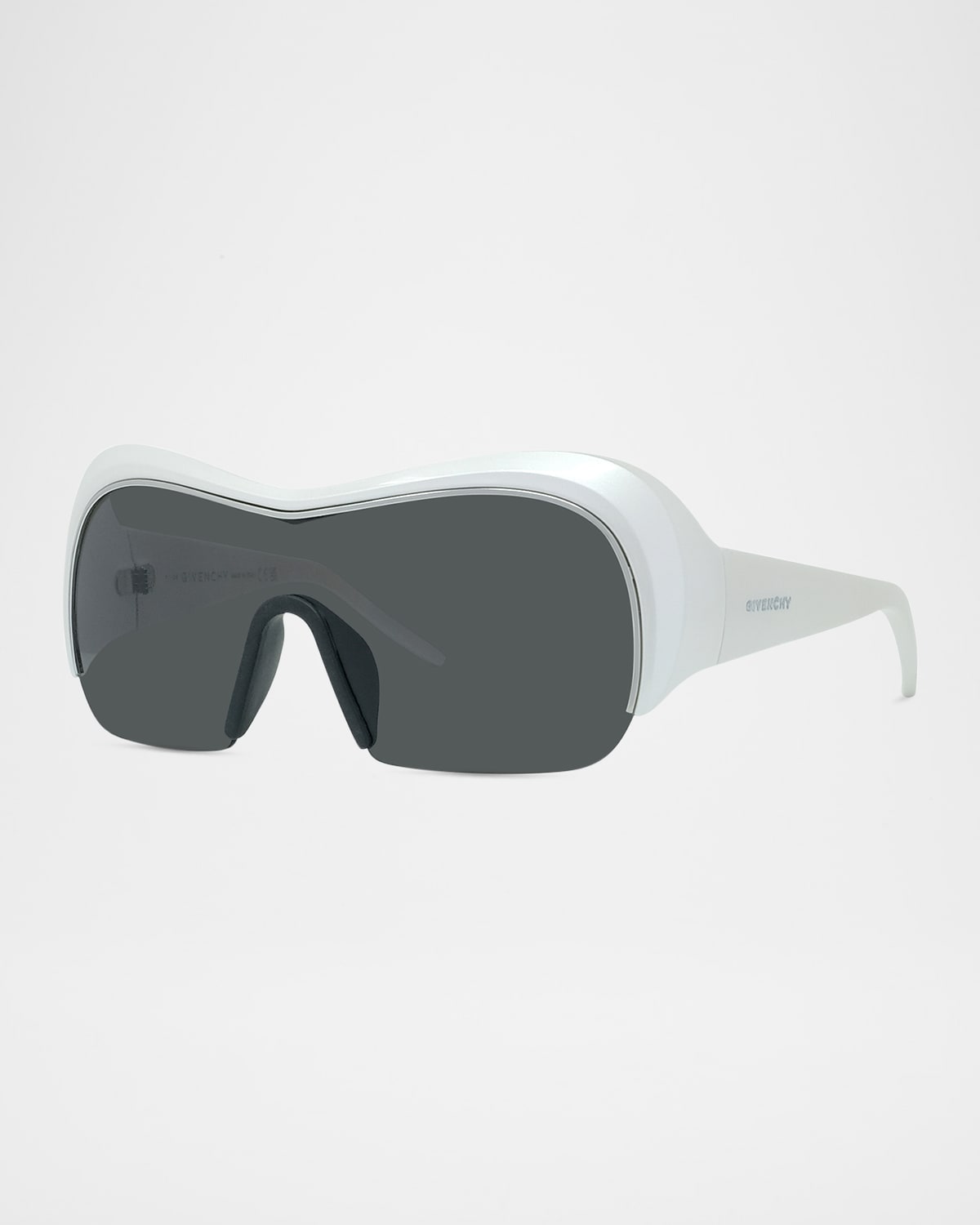 Givenchy Night Bird Plastic & Nylon Shield Sunglasses In White Smoke