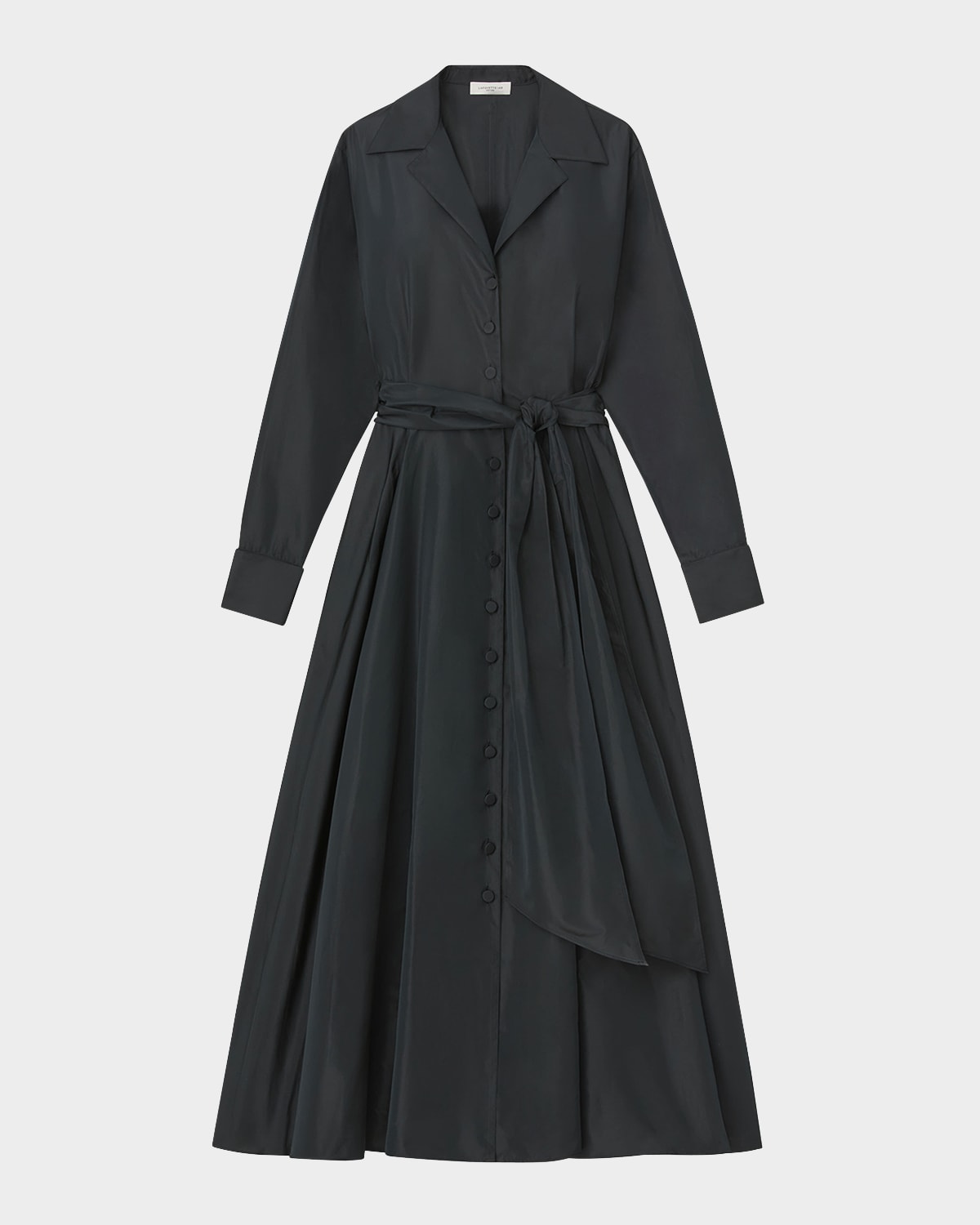 Lafayette 148 Belted A-line Midi Shirtdress In Black