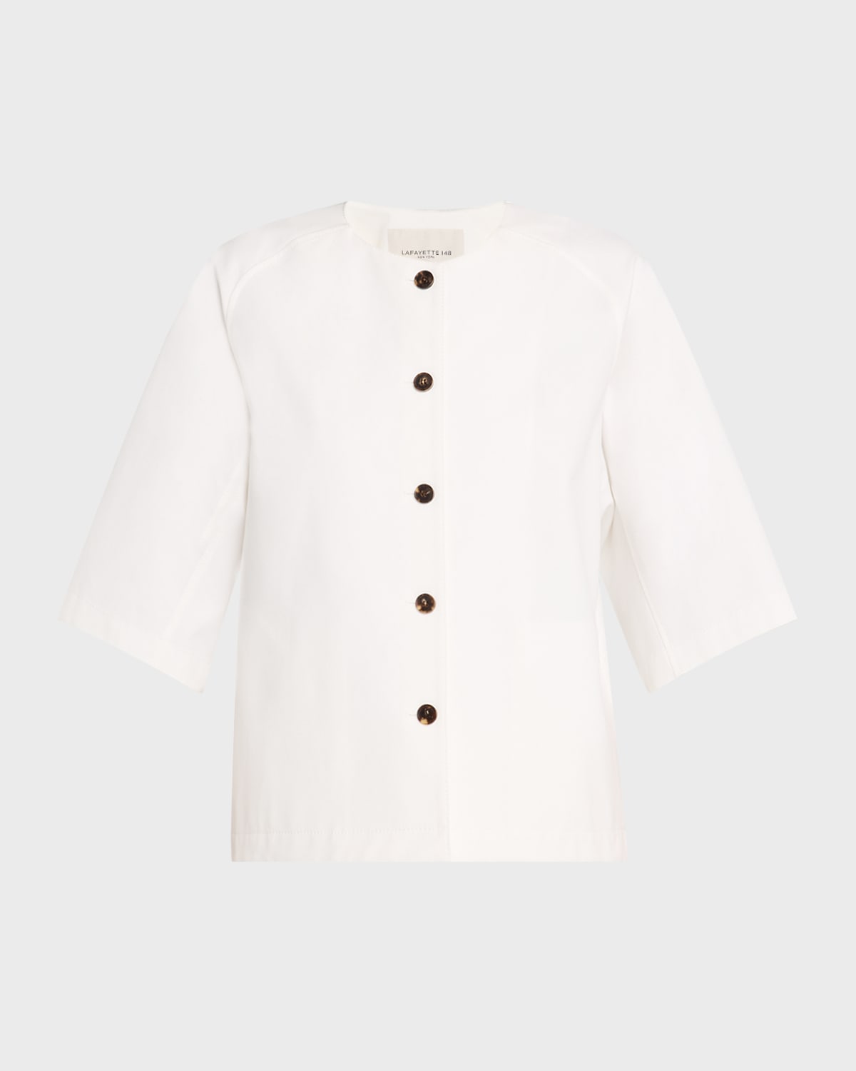 Lafayette 148 Elbow-sleeve Stretch Twill Shirt Jacket In Sea Salt
