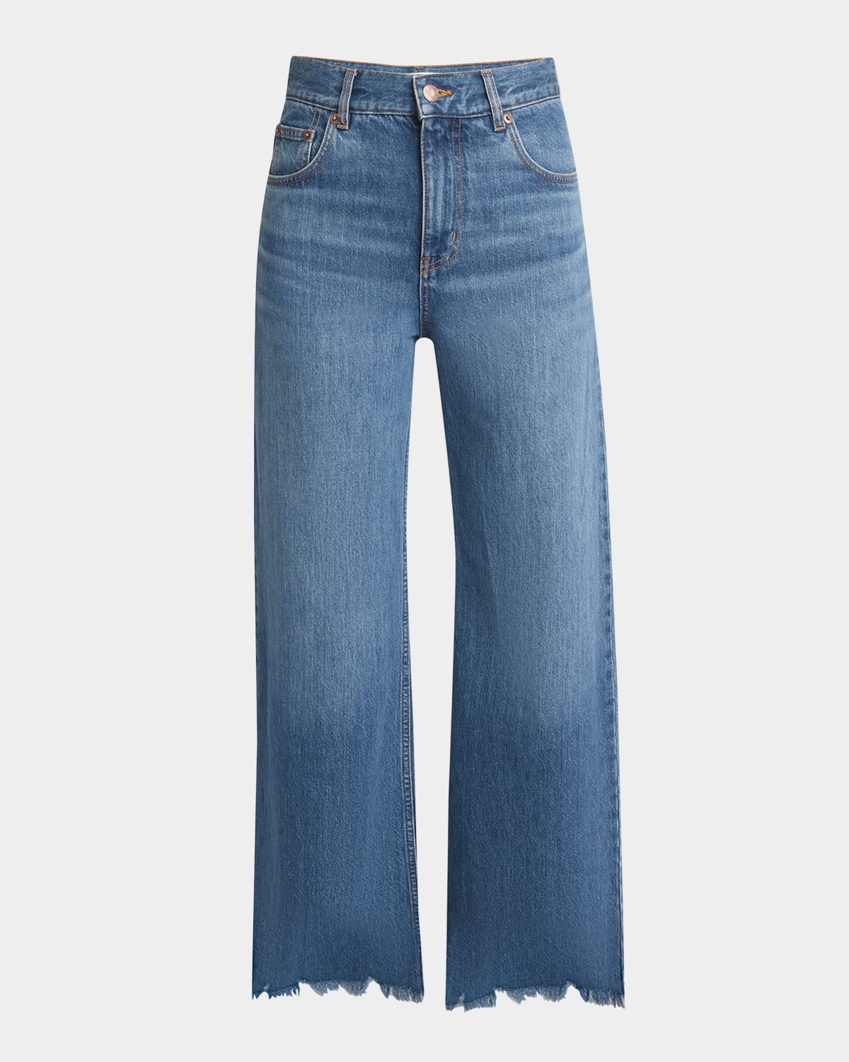 CHLOÉ HIGH-RISE WIDE-LEG RAW-HEM DENIM TROUSERS 