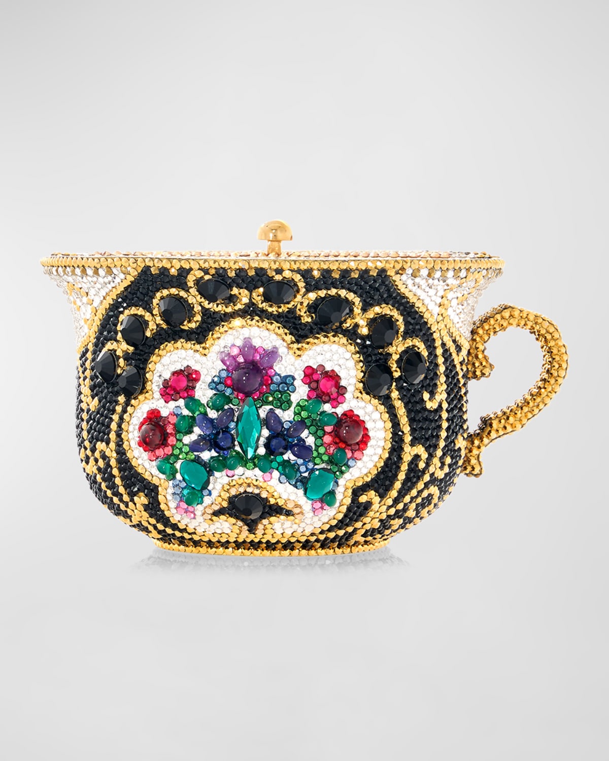 Judith Leiber Teacup Royal Tea Minaudiere In Champagne Jet Multi