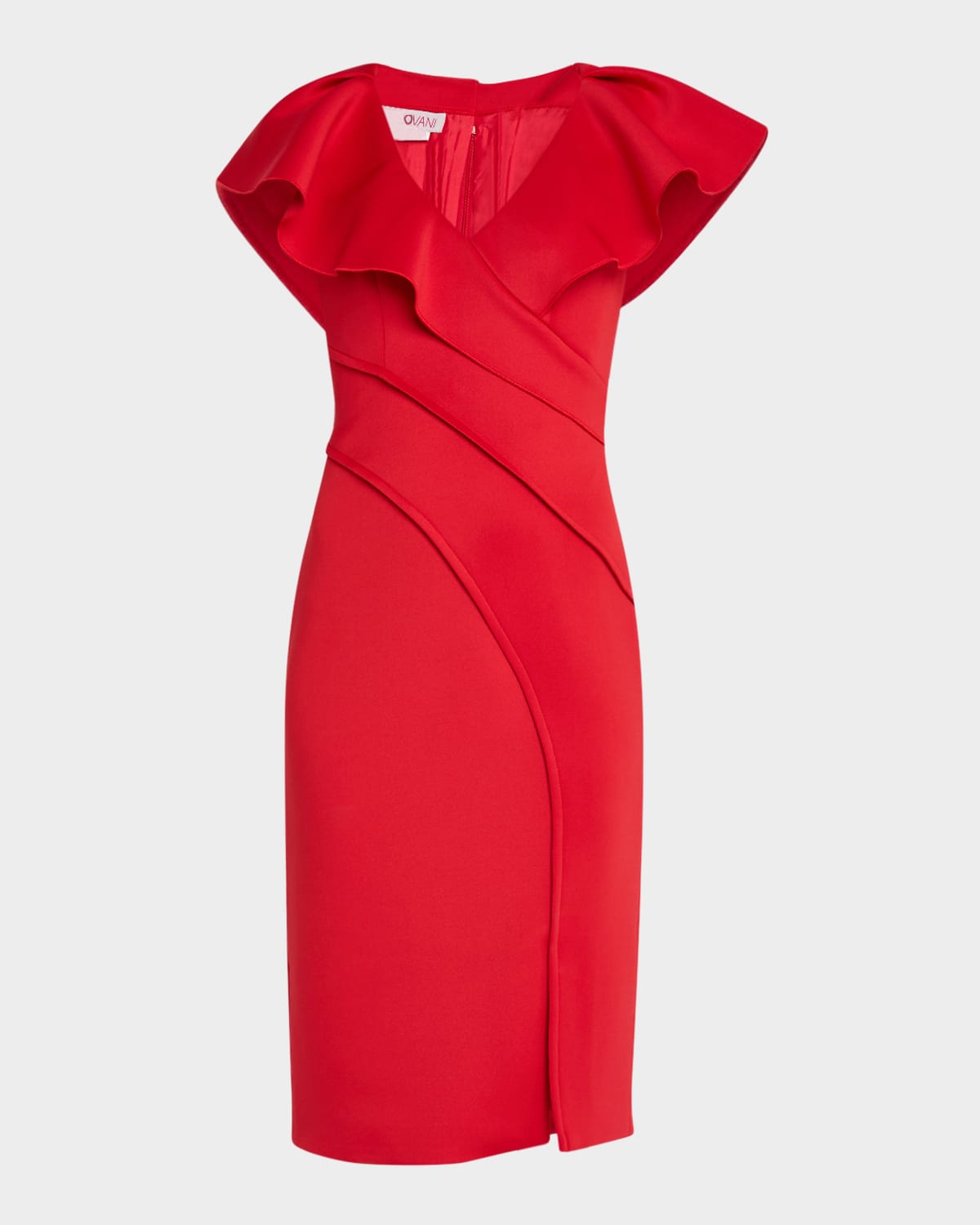 Ruffle Pintuck Bodycon Dress