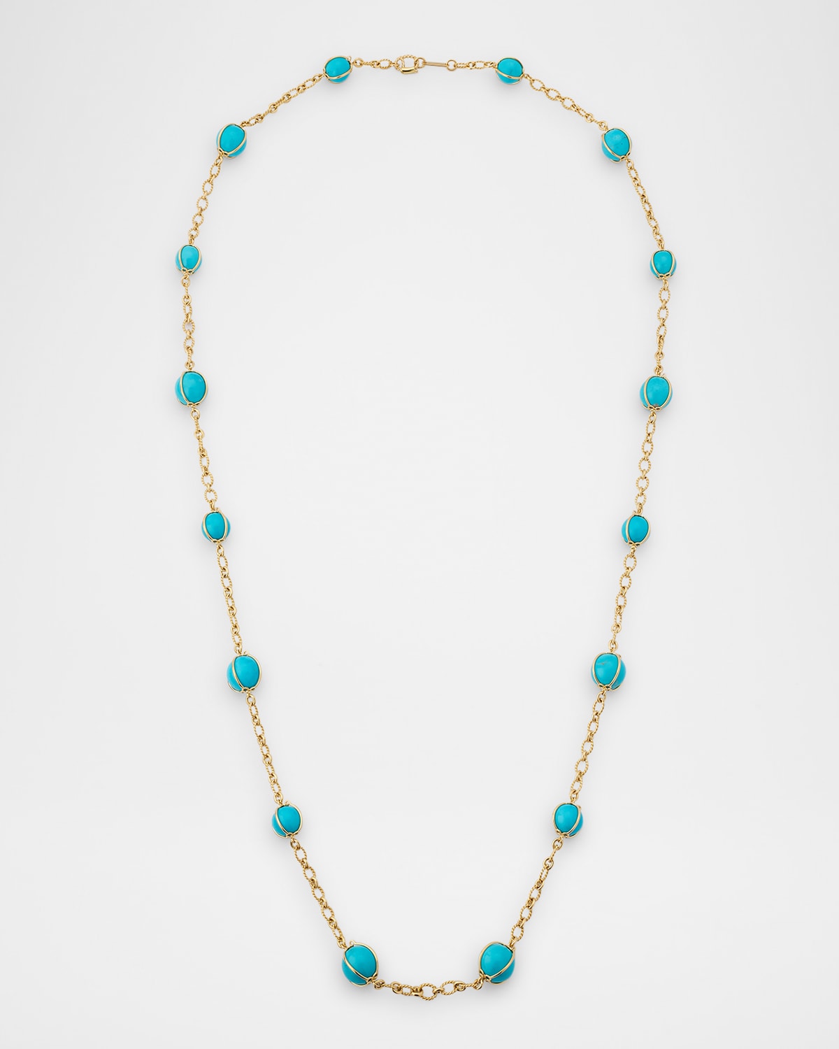 18K Yellow Gold Turquoise Bubble Necklace