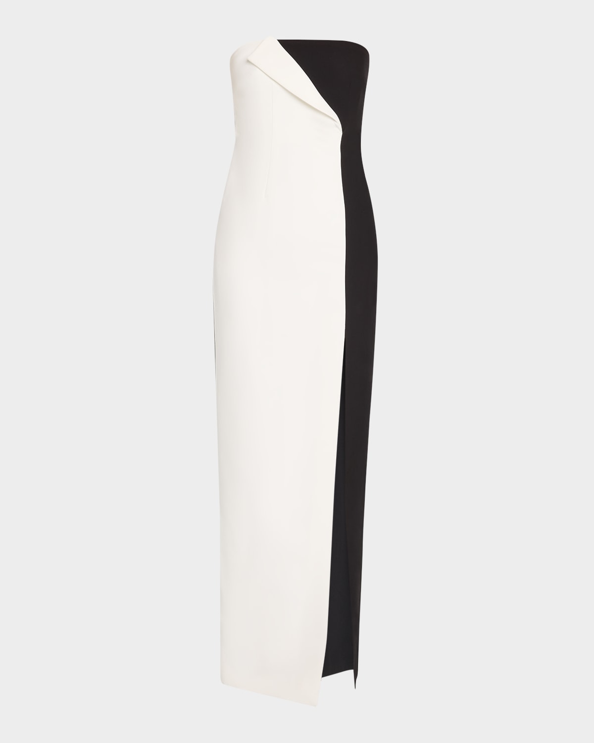 Roland Mouret Two-tone Strapless Crepe Column Gown In Monochrome