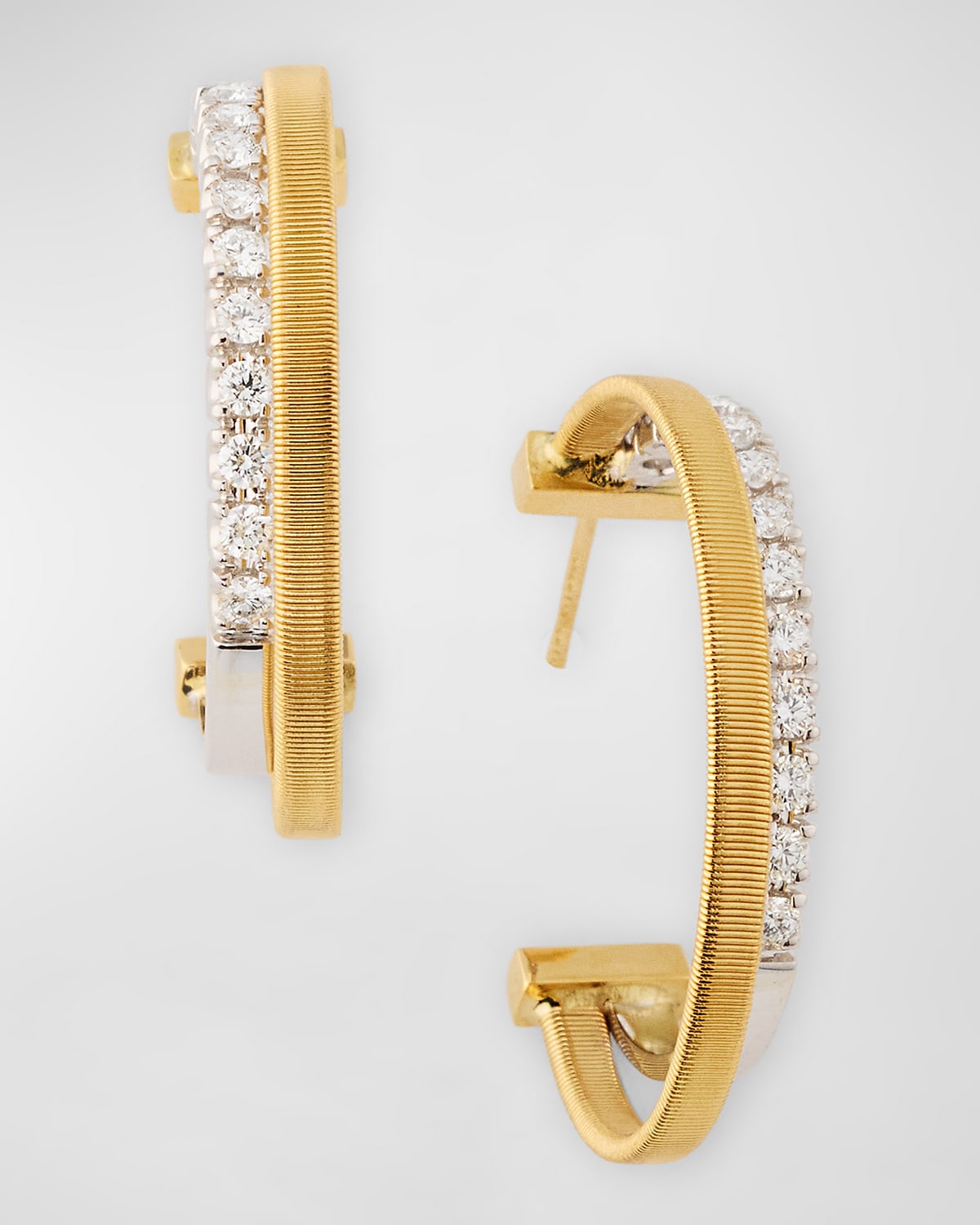 18K Yellow Gold Double Hoop Earrings with Diamonds