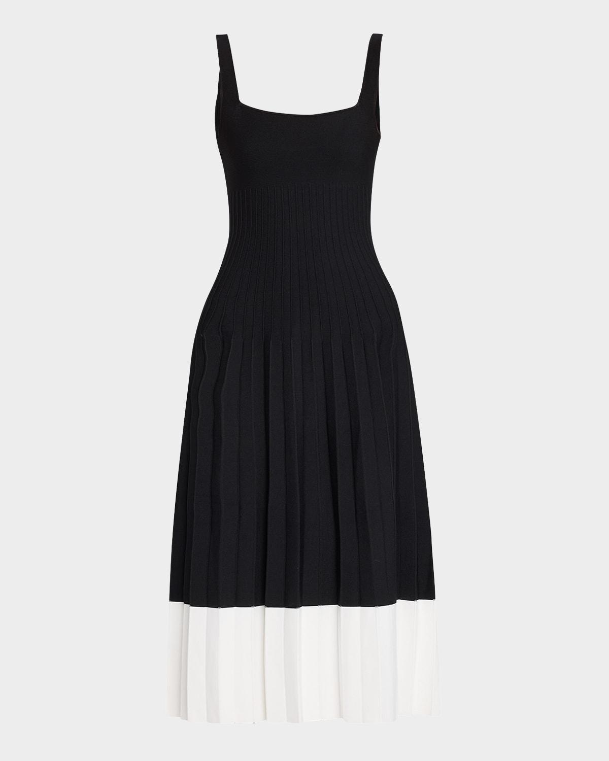 Shop Staud Ellison Knit Midi Dress In Black Ivory