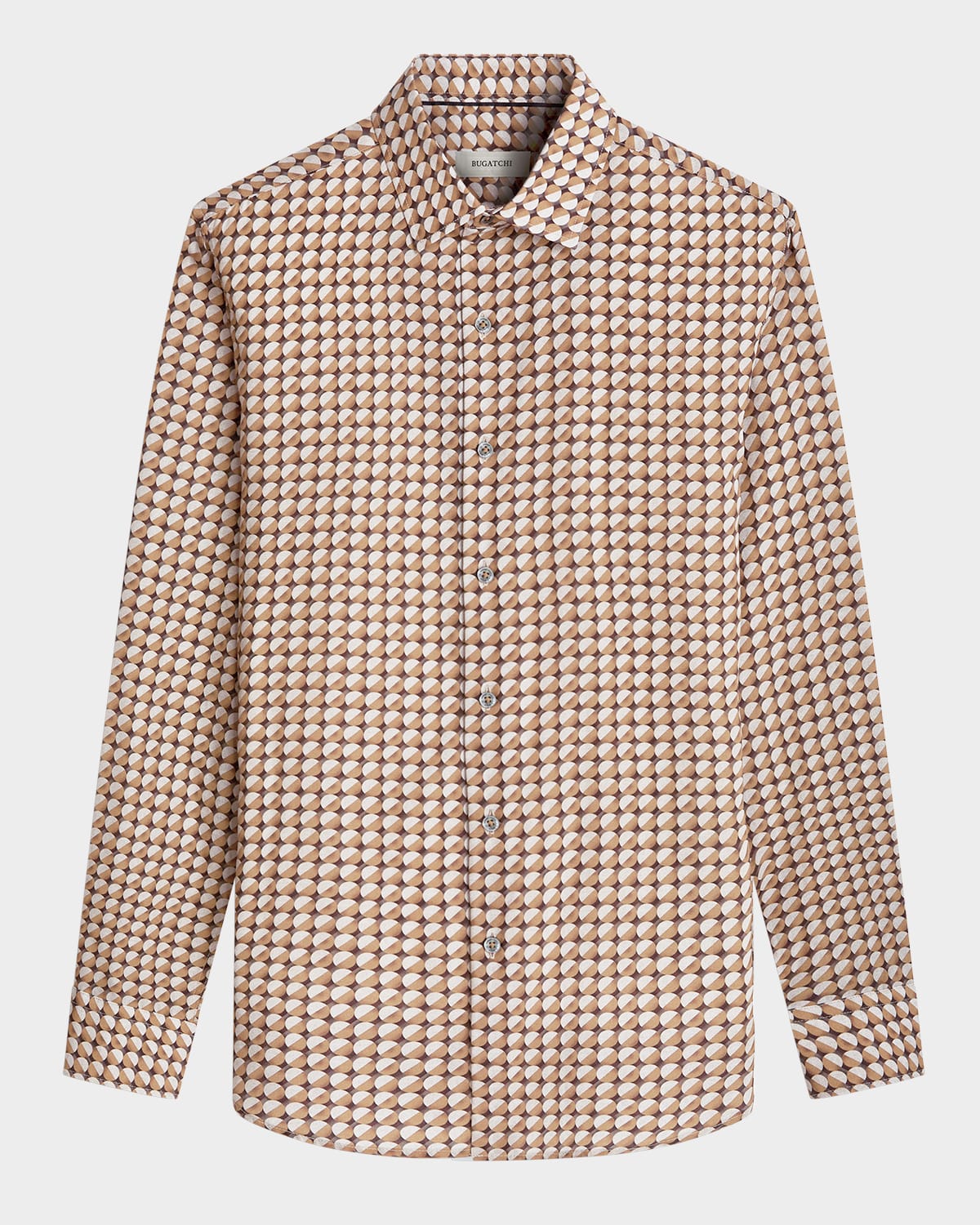 Bugatchi Julian Shaped Fit Print Button-up Shirt In Caramel