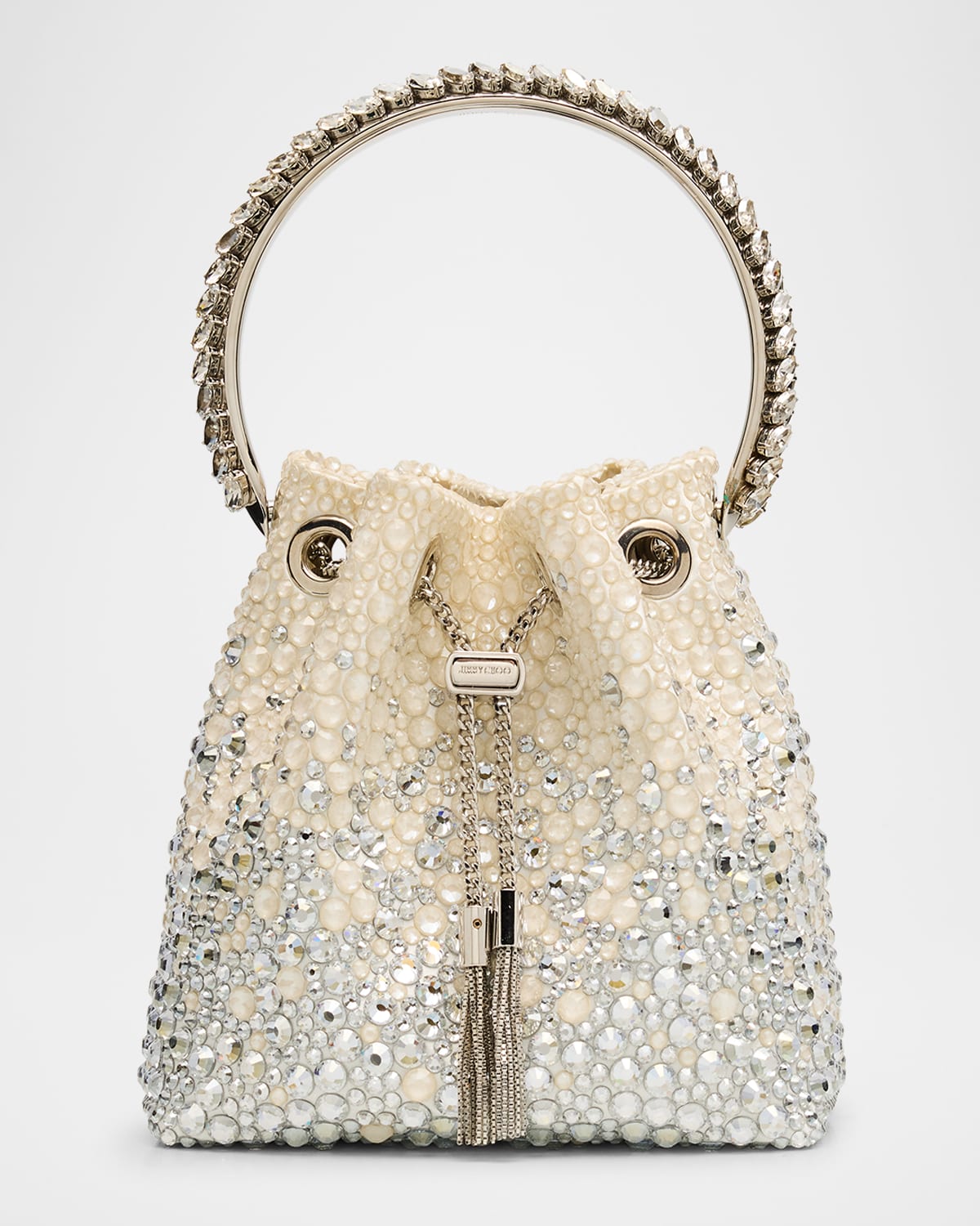 Jimmy Choo Bon Bon Embellished Top-handle Bag In Ivorycrystal