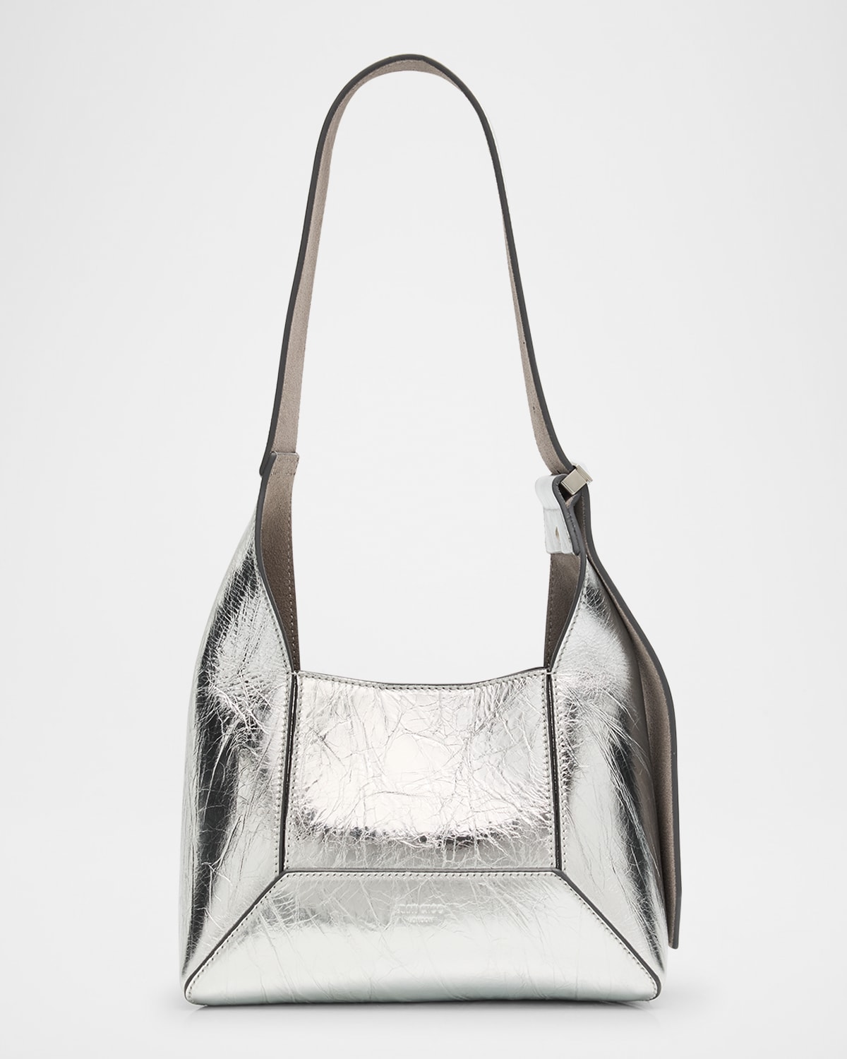 Jimmy Choo Diamond Small Embellished Leather Shoulder Bag In Silveras