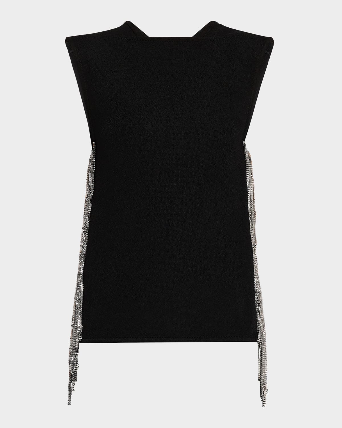 Jil Sander Chainmail Fringed Sleeveless Top In Black