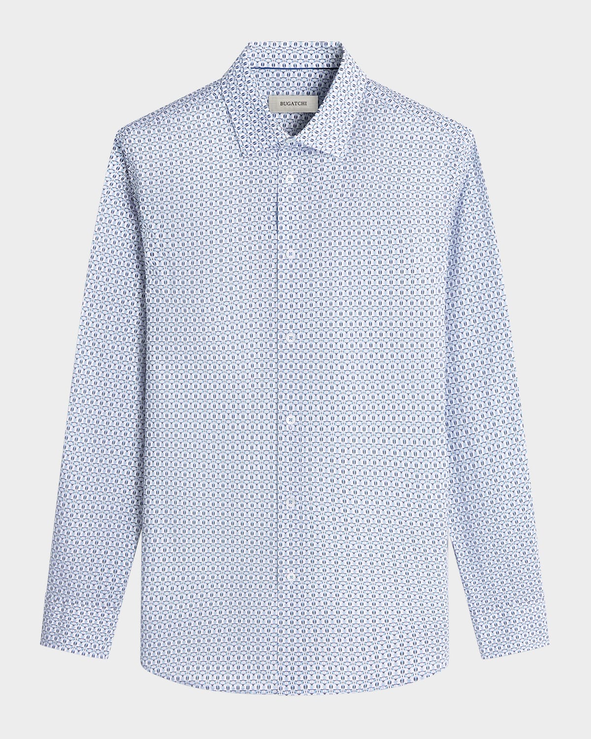 Bugatchi Julian Shaped Fit Stretch Print Button-up Shirt In Air Blue